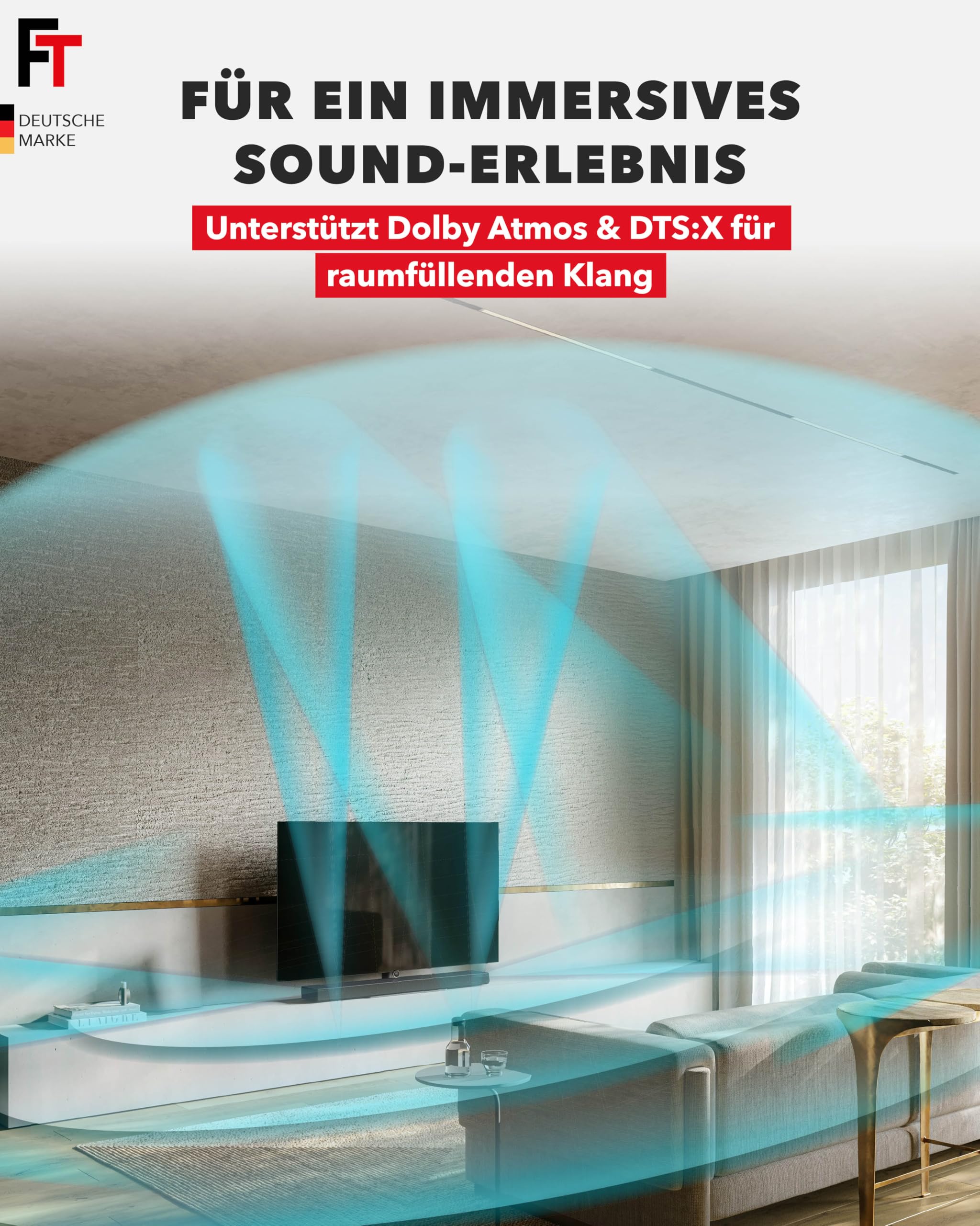 FeinTech AX340 HDMI 2.1 eARC Pass Switch Audio Extractor für eARC-Soundbar - Unterstützt 8K 60Hz, 4K 120Hz, VRR, ALLM, Dolby Atmos, DTS - Audio Splitter für Soundsysteme mit eARC und ARC (4 Inputs)