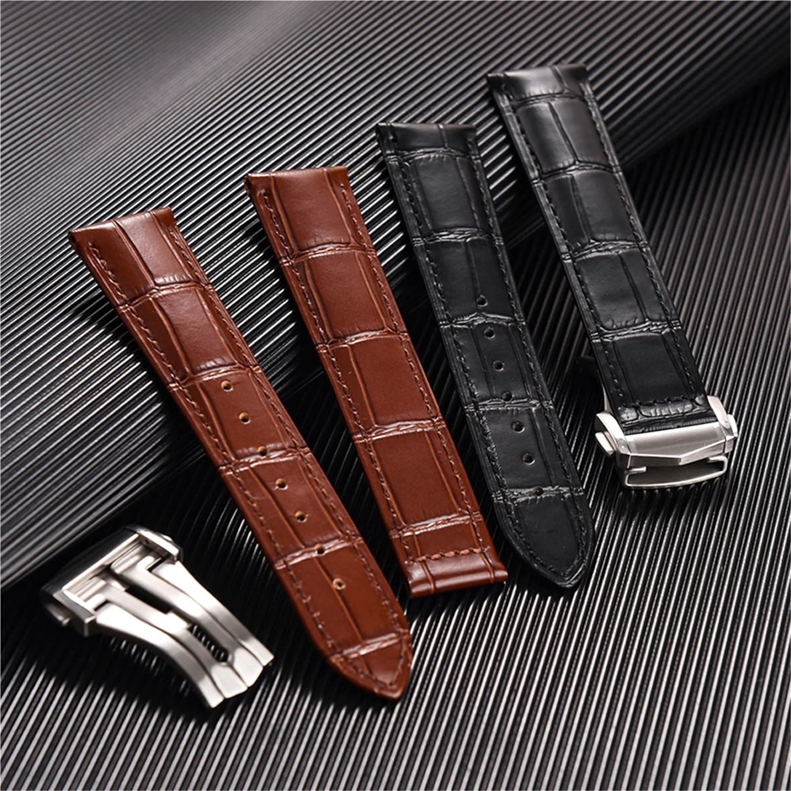 Generico Bracelet de montre à boucle déployante - Cuir de veau premium pour collections de montres emblématiques