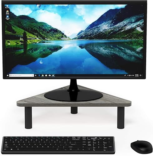 Miniatura 4 de Furinno Turn-N-Tube - Soporte elevador para monitor esquinero, roble francés, grisnegro