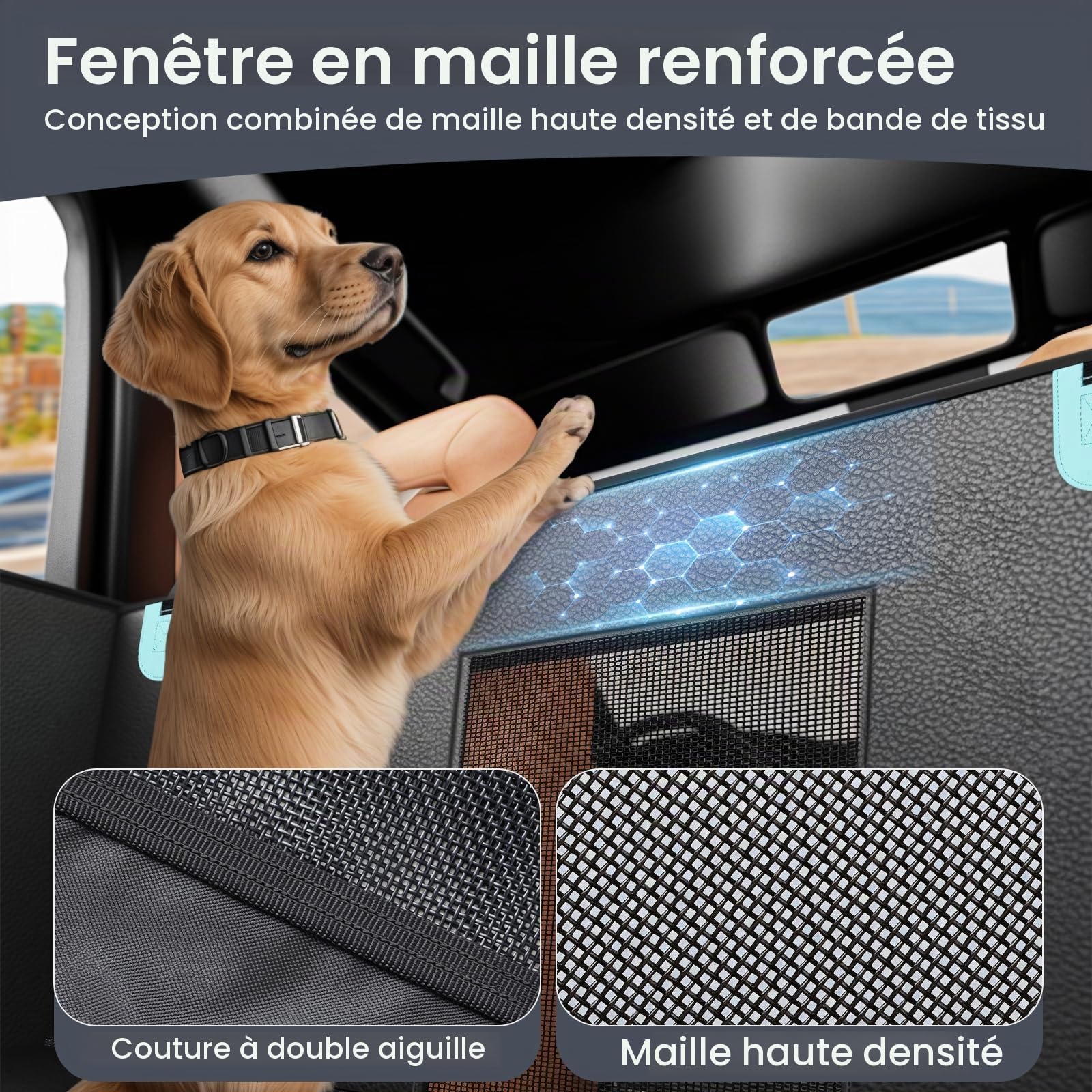Prolongateur de Banquette Arrière pour Chiens avec Cuir PU, Housse de Siège de Voiture Détachable à Fond Dur pour Chiens, Capacité 181kg, Prolongateur de Banquette Arrière Spacieux pour