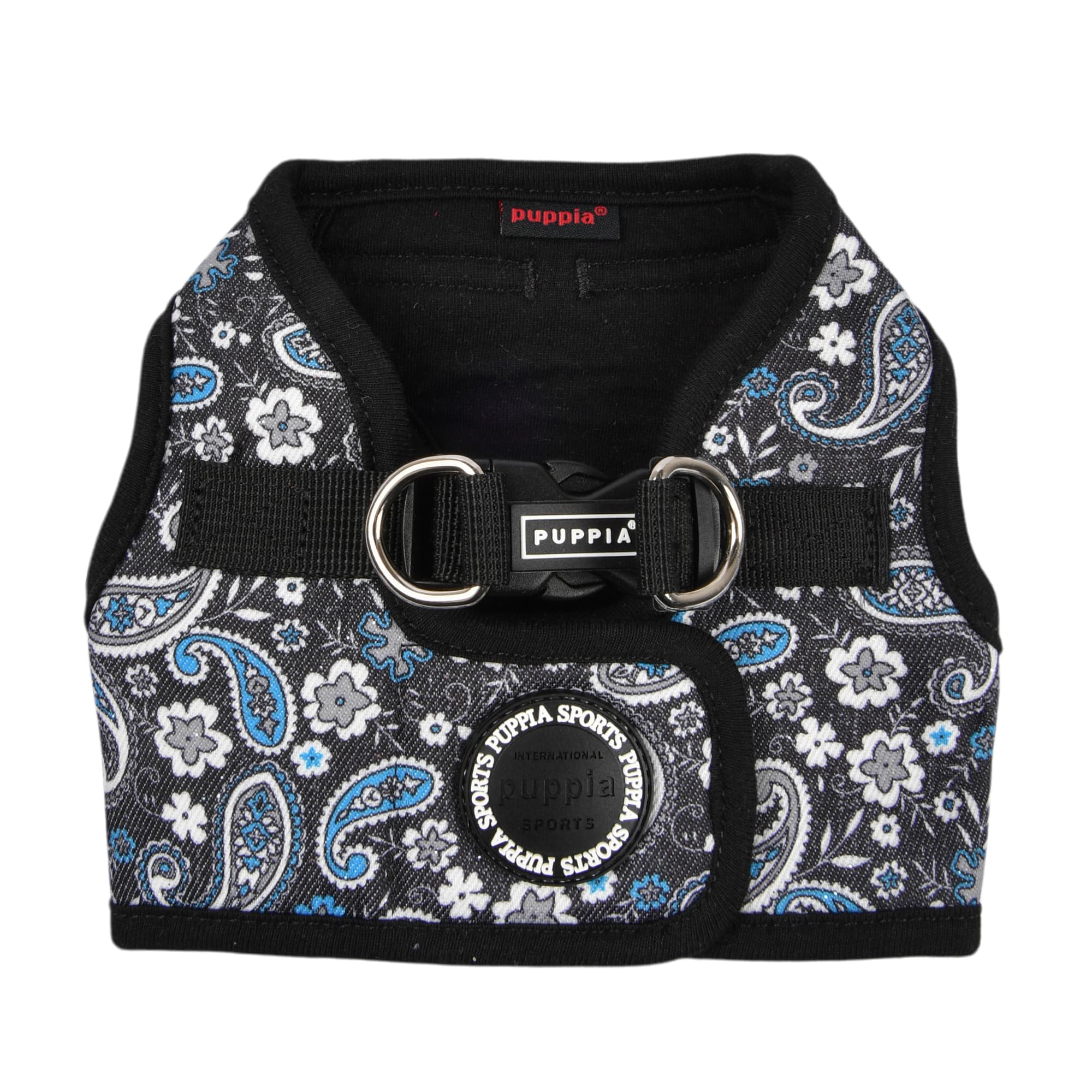 Puppia Cynthia Dog Vest Harness B (Step-in) Fashionable Paisley Pattern Spring Summer Harness for Small and Medium Dogs, Black, Small