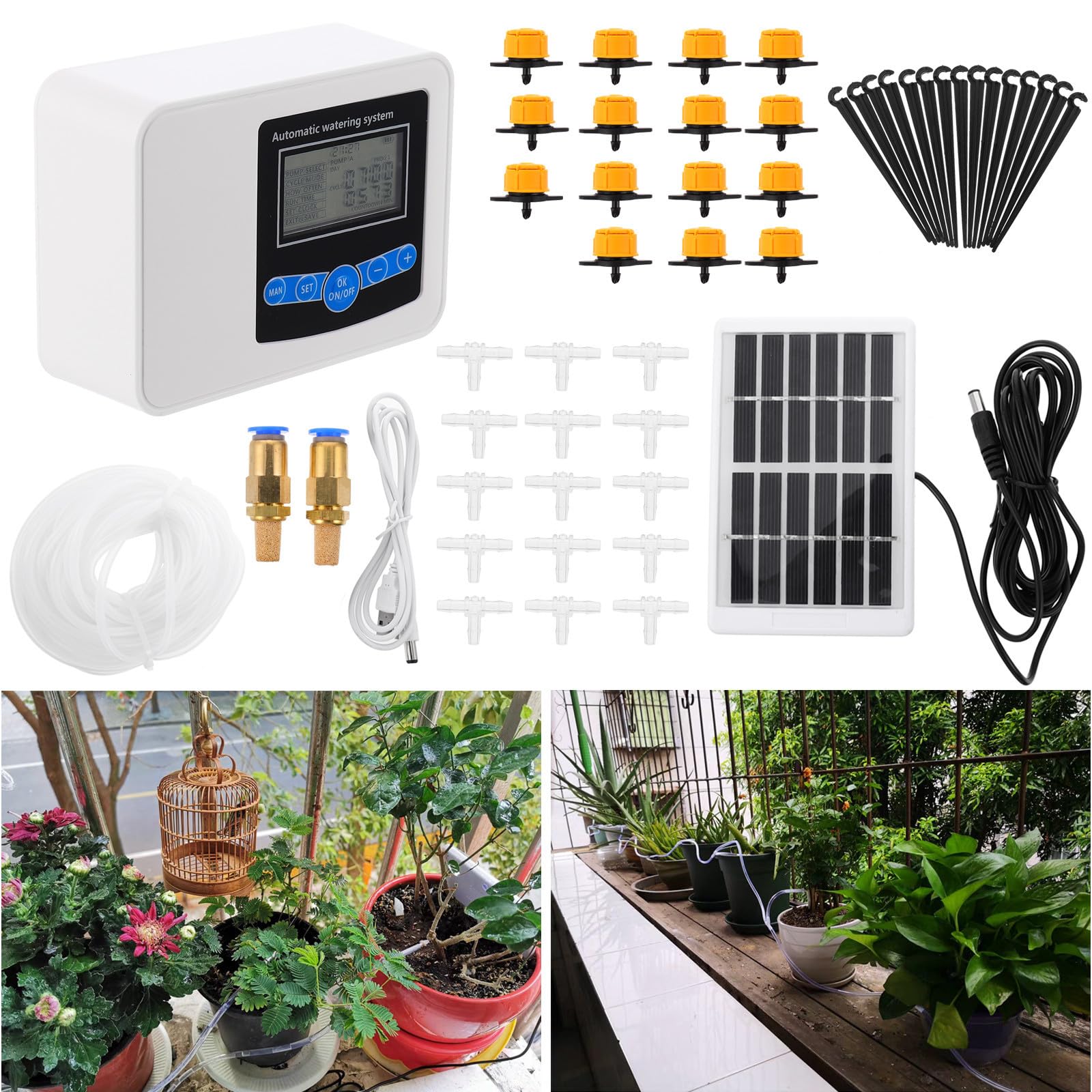 Timer Irrigazione Giardino Doppia Pompa Pi67 per Fiori, Display Digitale