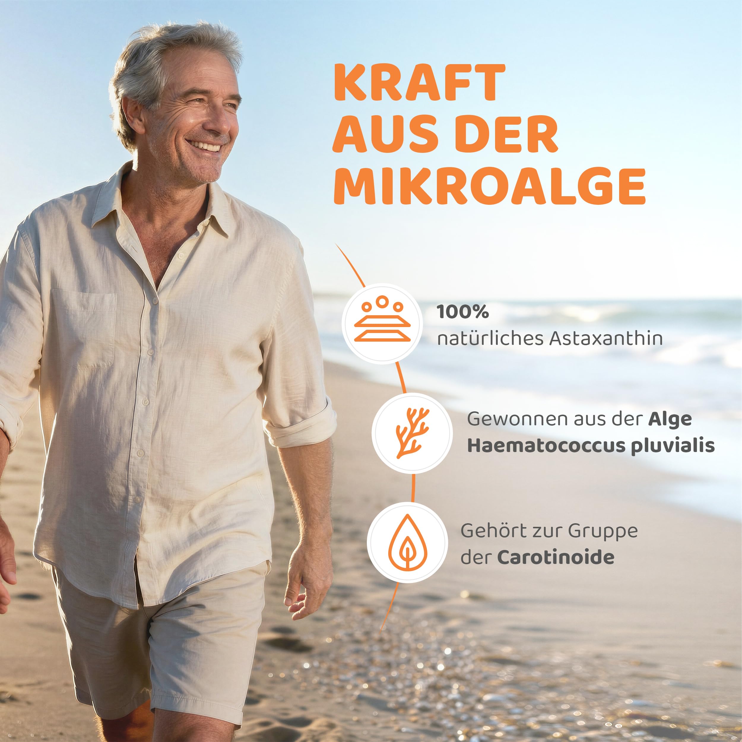 vitaworld Astaxanthin Kapseln 3 Dosen hochdosiert 8mg | 180 vegetarische Kapseln, Haematococcus pluvialis Alge, natürlicher Komplex, Zellschutz, ohne Zusätze