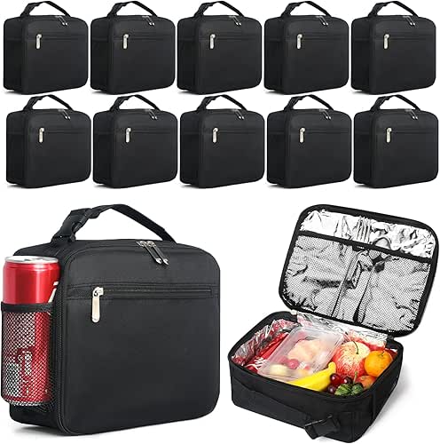 12 Pack lunch box Bulk,Insulated Reusable Lunch Bags with Aluminum