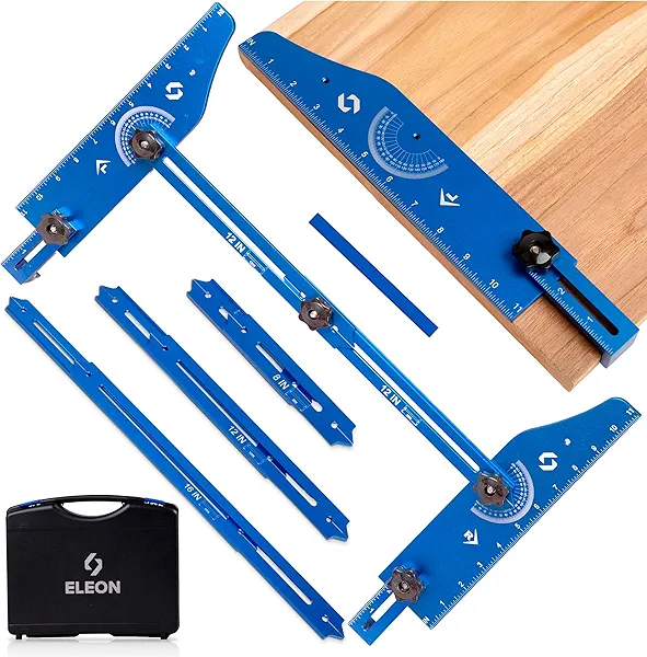 Eleon Stair Tread Template Tool - Aluminum Alloy Stair Tread Jig for Accurately Measuring Angle, Length, & Depth, Stair Gauge Measuring Tool, Compatible with Many Types of Layout Projects