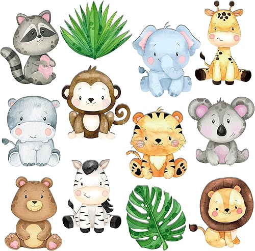 36 piezas de recortes de animales de safari, recortes de fiesta de selva, decoraciones de fiesta de cumpleaños, recortes de cartón para temática de