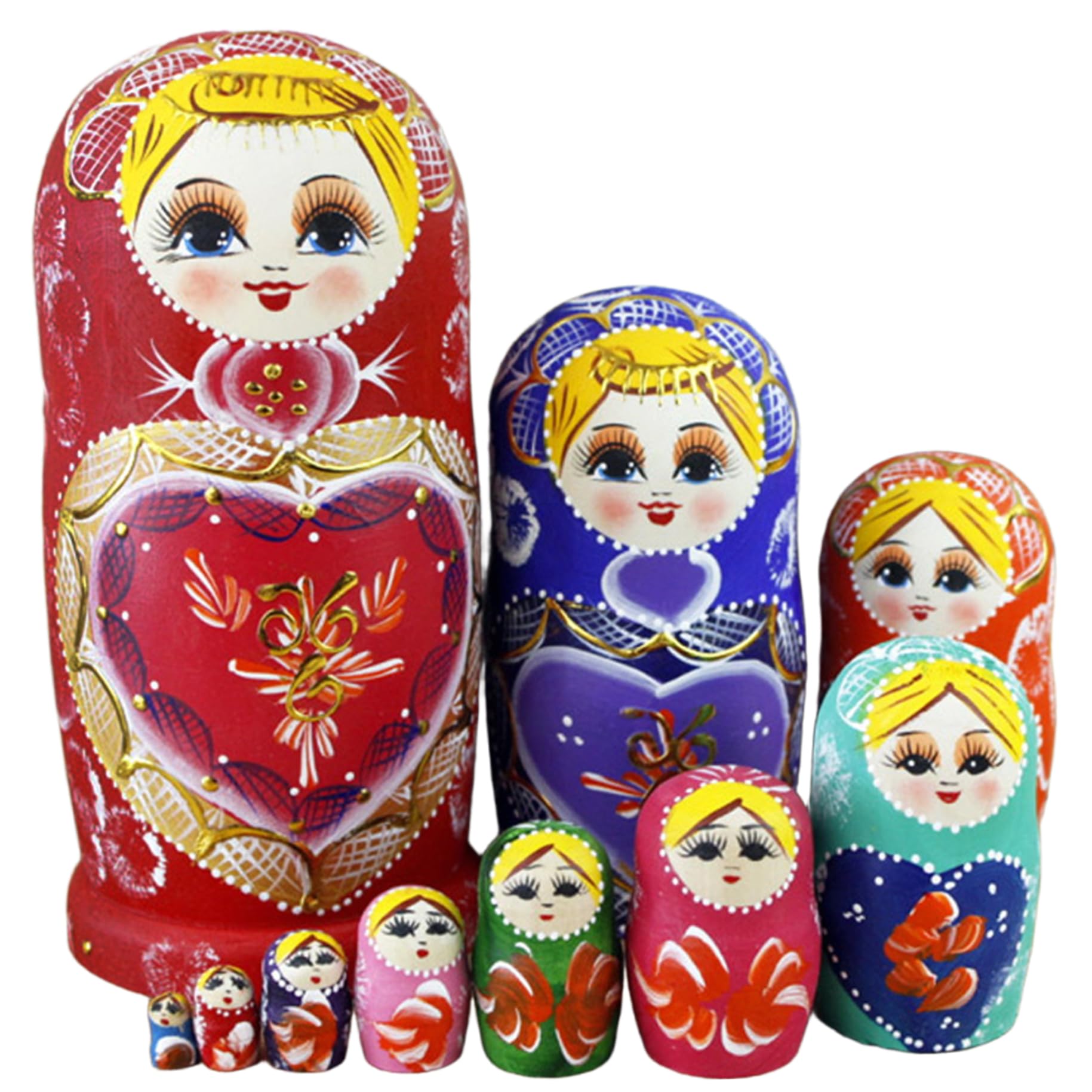 Matrioska, poupées gigognes 1 ensemble (10 pièces) poupée Matriochka à motif fille en bois coloré poupées gigognes russes empilables jouets pour enfants, décoration de la maison, pour enfants, poupée