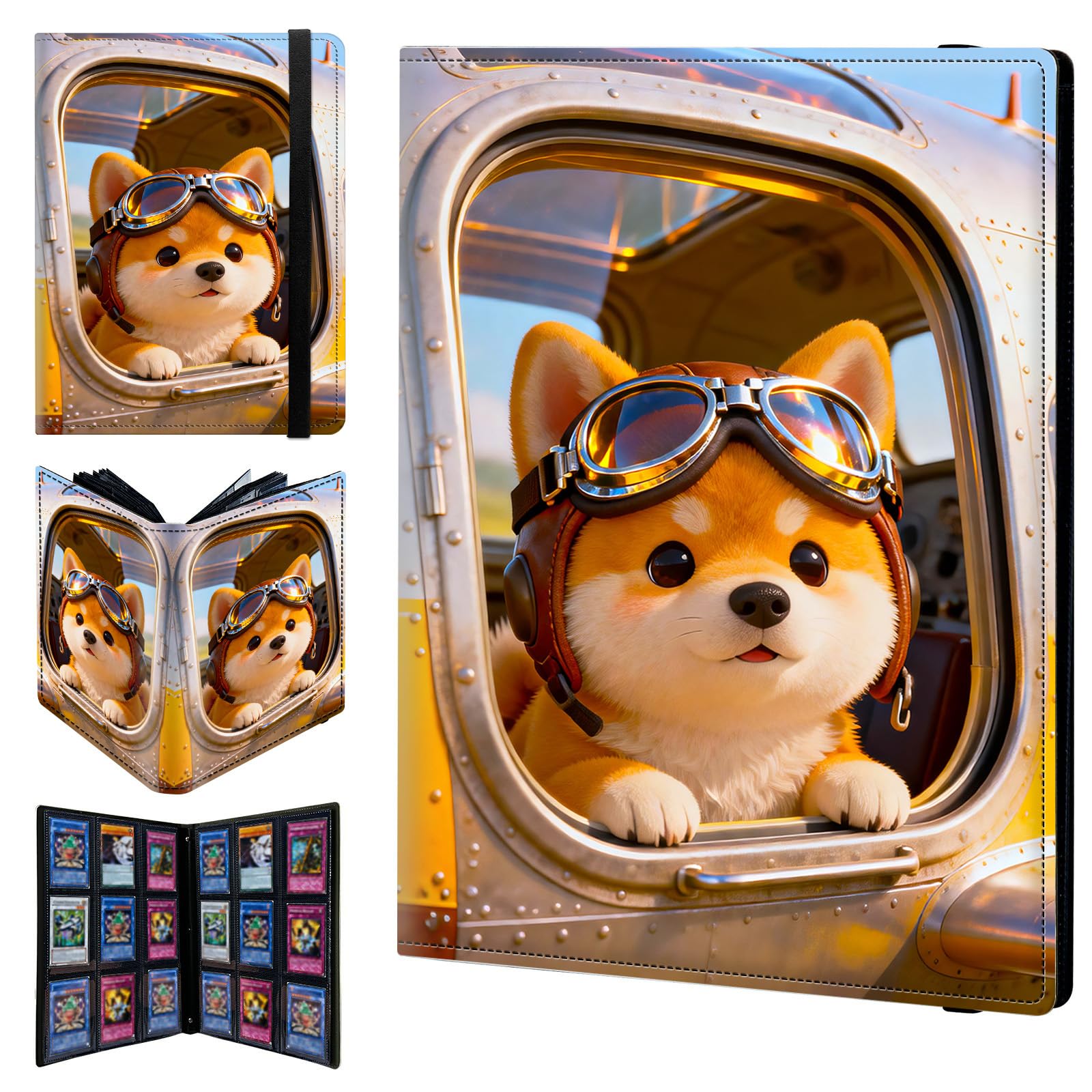 9 Pocket Trading Card Binder 900 Side Loading Pocket Album with Cute Dog Pattern Design Card Binder for Sports Cards & Game Cards
