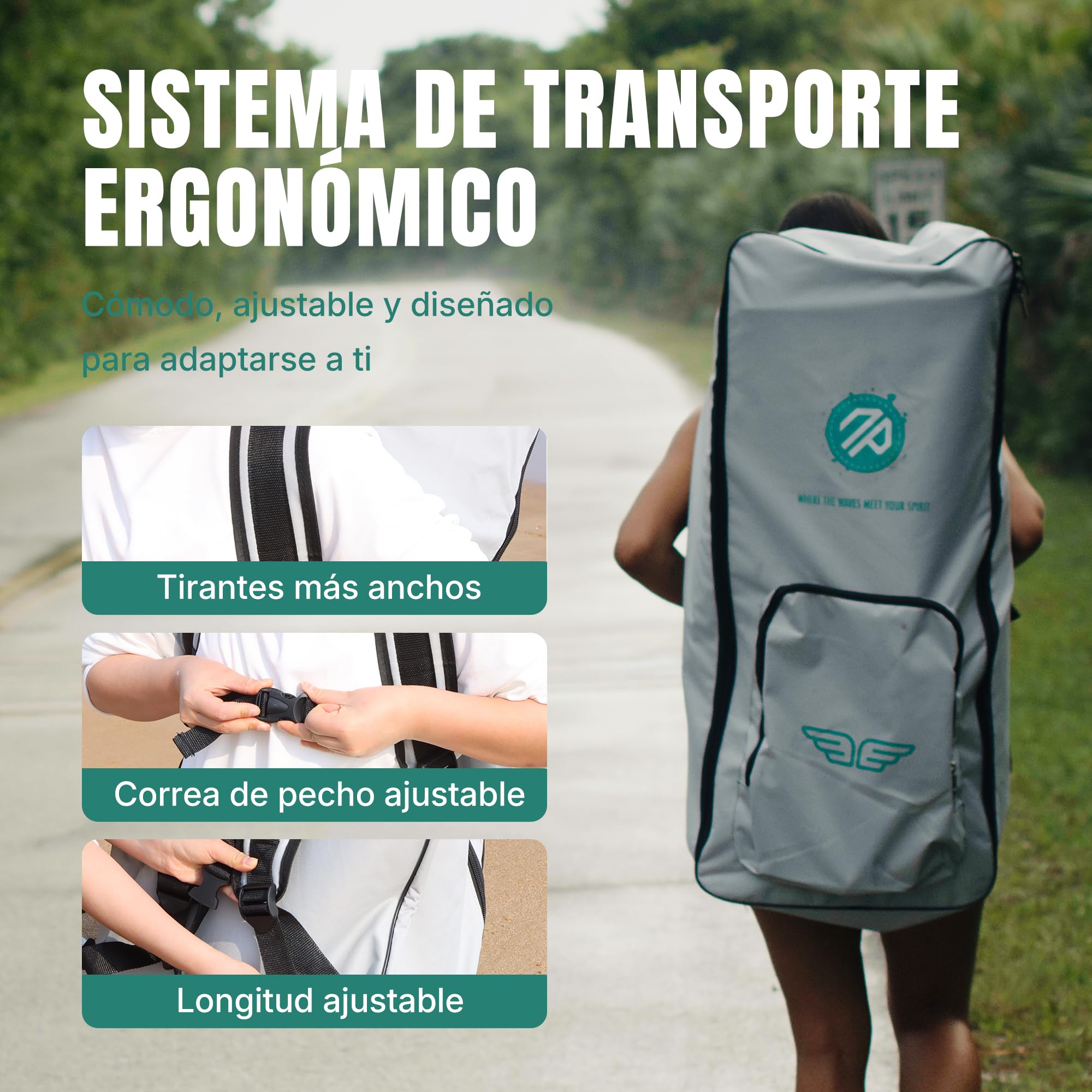 niphean Mochila Paddle Surf con Correas Anchas, Capacidad Extra Grande 100L, Bolsa Hinchable para Tabla de Surf con Soporte Ergonómico para Transporte Cómodo