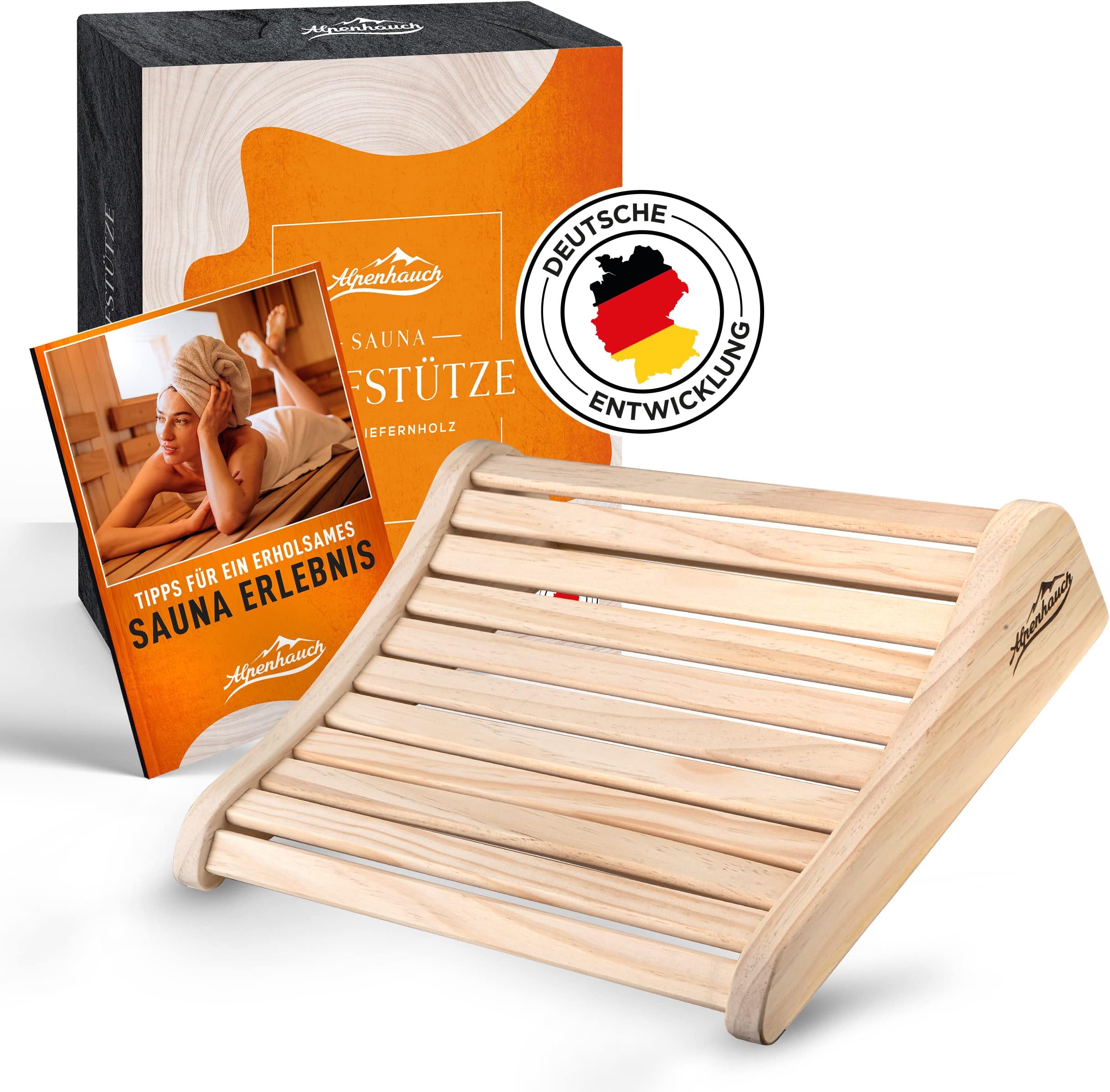 Sauna Headrest Wooden [100% Natural Wood] - Ergonomic Sauna Headrest Wood - Elegant Sauna Accessories Infrared Cabin - Comfortable & Wide Headrest Sauna Wood for Sauna & Infrared Cabin