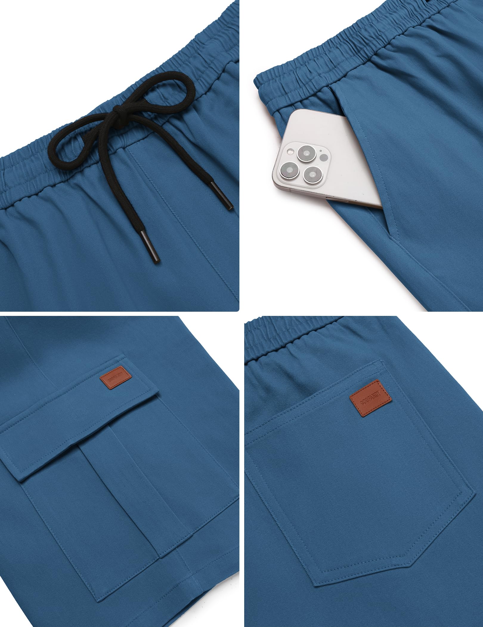 COOFANDY Krótkie spodenki męskie, bawełniane, cargo, spodenki rekreacyjne, krótkie, elastyczna talia, lato, chinosy, z kieszeniami, S-3XL