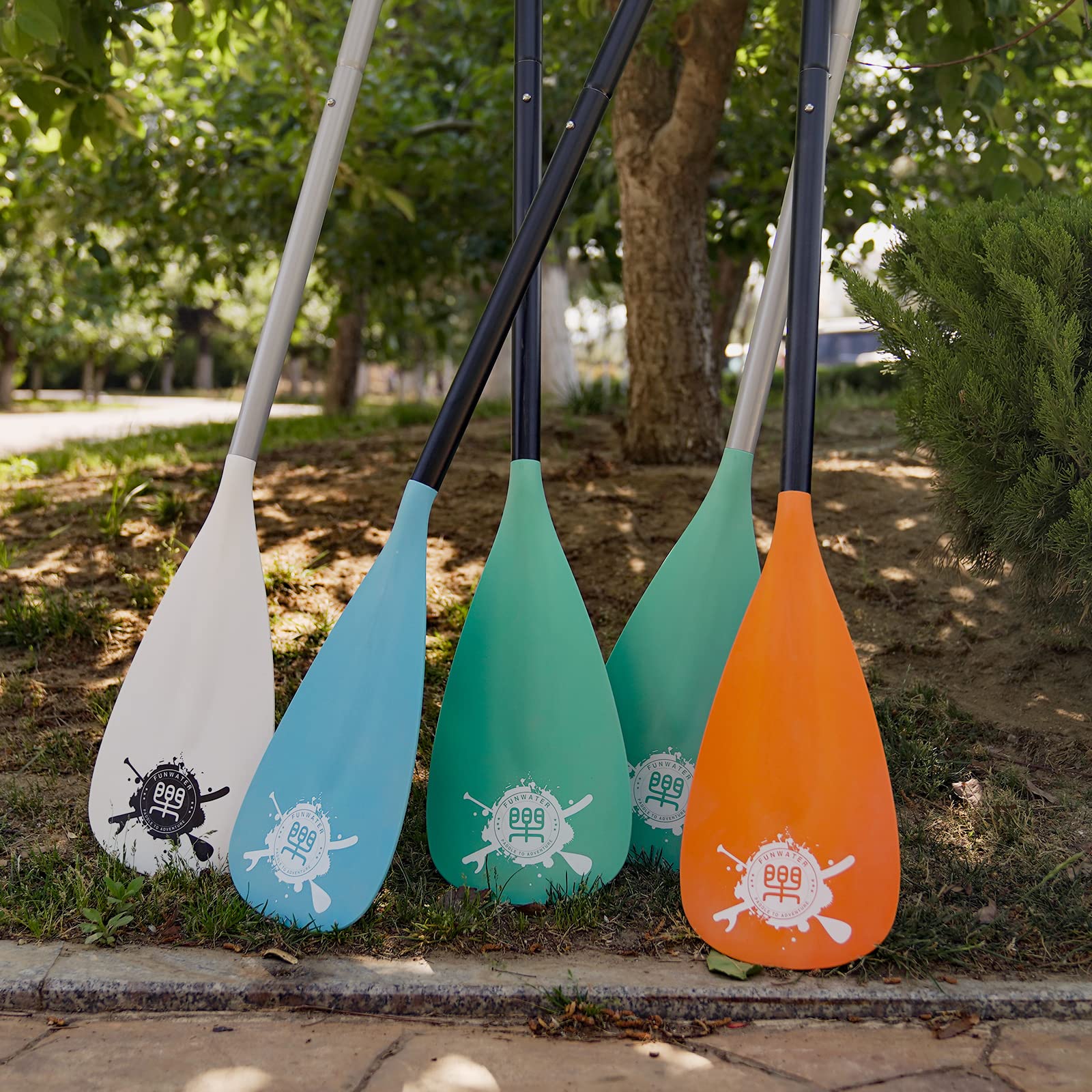 FunWater SUP Paddel – 3 Stück verstellbares Stand Up Paddle Board Paddel – leichtes & schwimmendes Paddelbrett Ruder – langlebig und verstaubar, verstärkte Nylonklingen – effizienter Hub