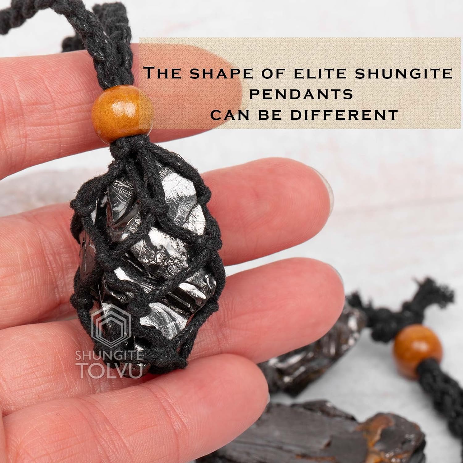 Elite Shungite Pendant - Type 1 - No Fake - No Metal - Authentic Russian c60 Stone - 98% Carbon - Certified - Tolvu - Image 4