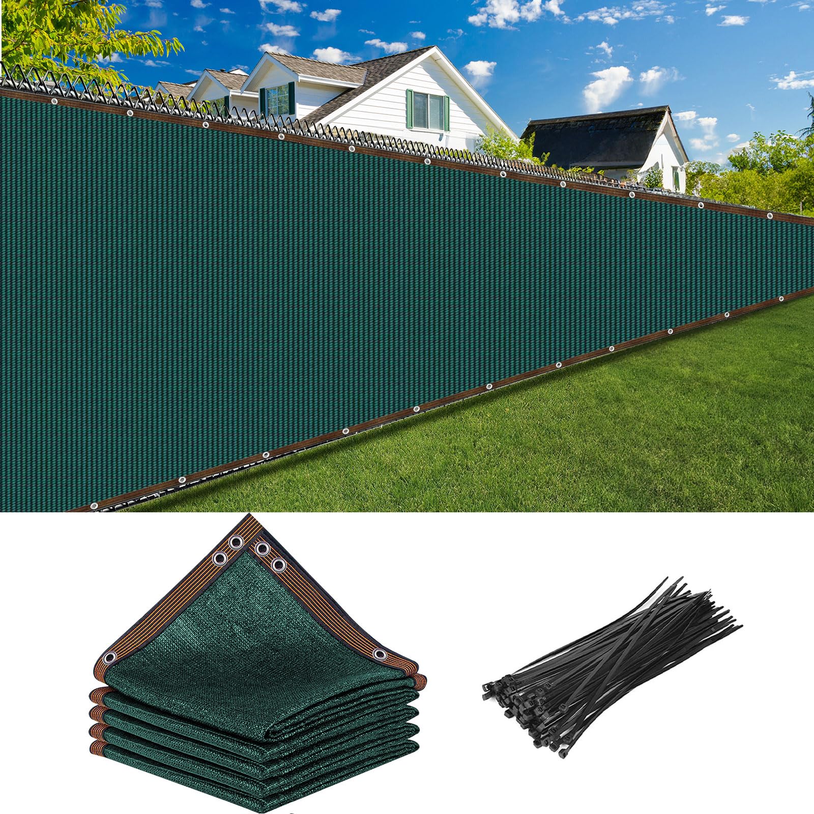Brise-Vue de Jardin 1,5 x 15 m, Toile de Protection Extérieure Anti-Vent avec Attaches Câbles, Écran de Confidentialité pour Clôture, Plantes, Terrasse, Balcon, Mur Extérieur (Vert)