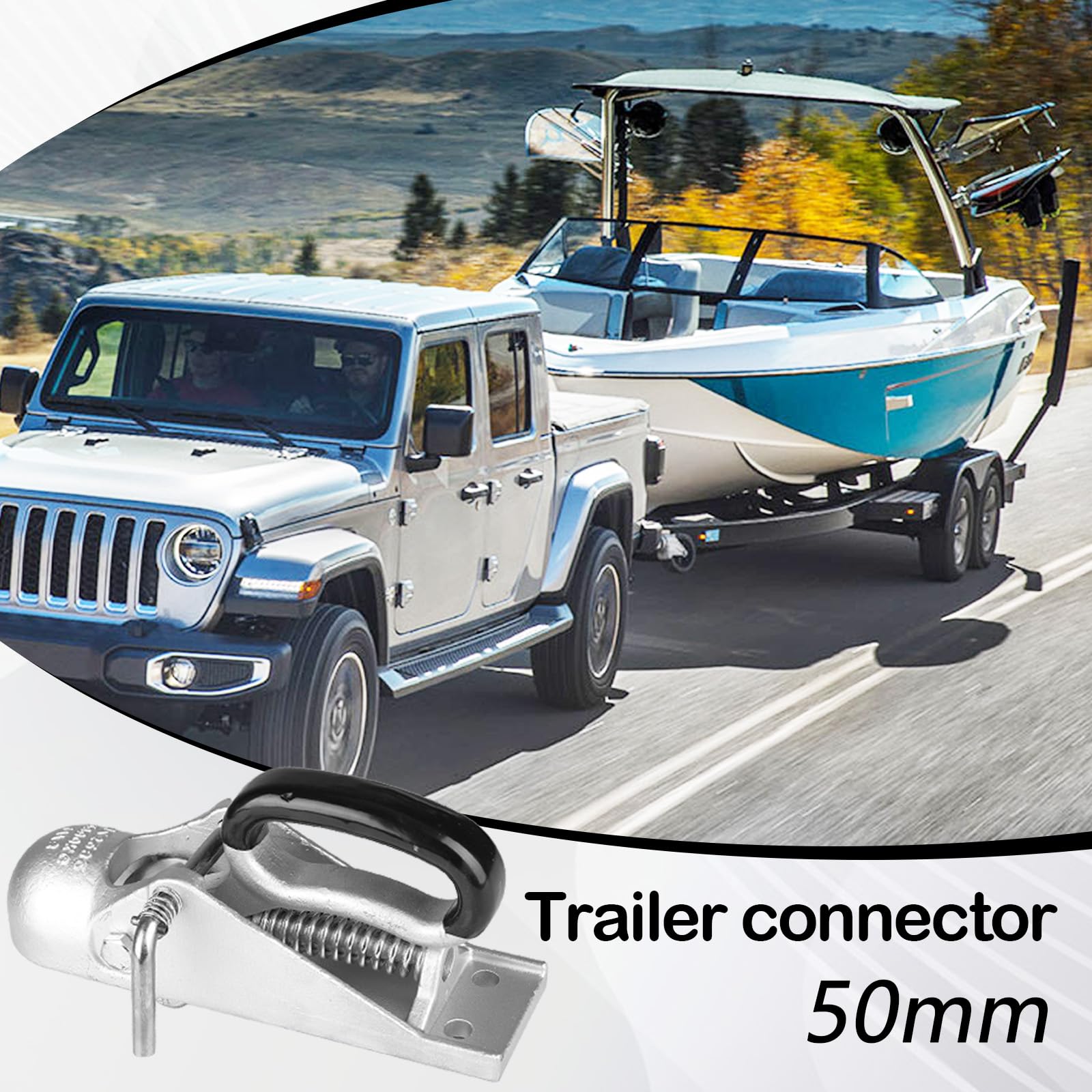 Zugmaul für Anhänger 50 mm, Zugkugelkupplung bis 2000 kg aus Gussstahl Einsteck Kupplung mit Vierkantaufnahme Höhe 70 mm Robustes Zugmaul für PKW, Anhänger & Caravan