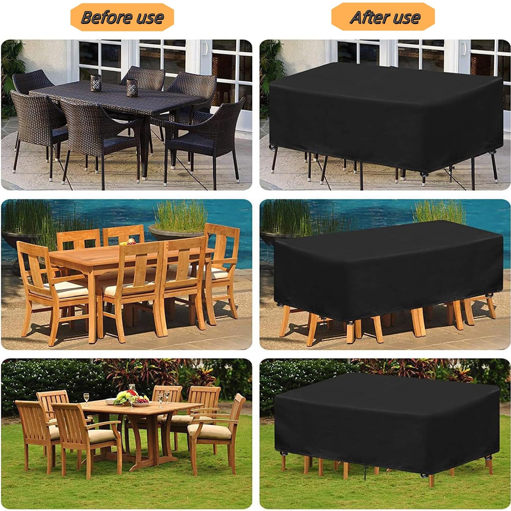 Copertura Tavolo Esterno Telo 120 x 160 x 50 cm Copertura per Mobili da Esterno, Resistente allo Strappo/Antipolvere, Coperture Mobili da Giardino, per Eventuali Mobili, Avorio