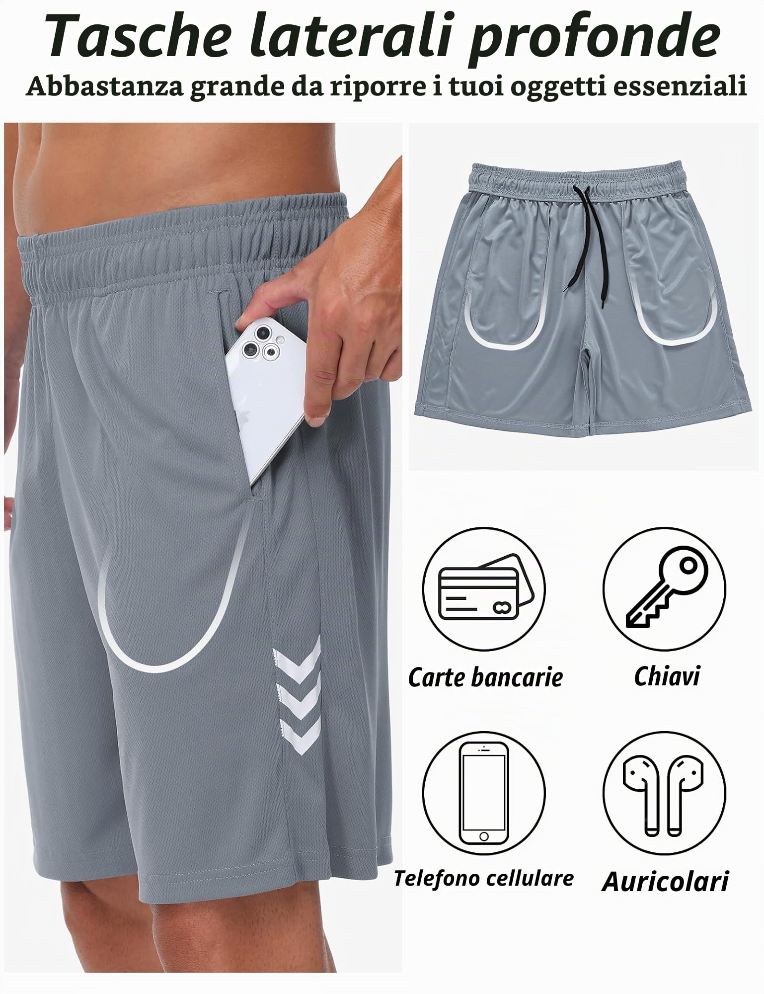 Sportivi Pantaloncini Palestra Corsa Pantaloncini Asciugatura Rapida Estiv Shorts Traspirante Tasca