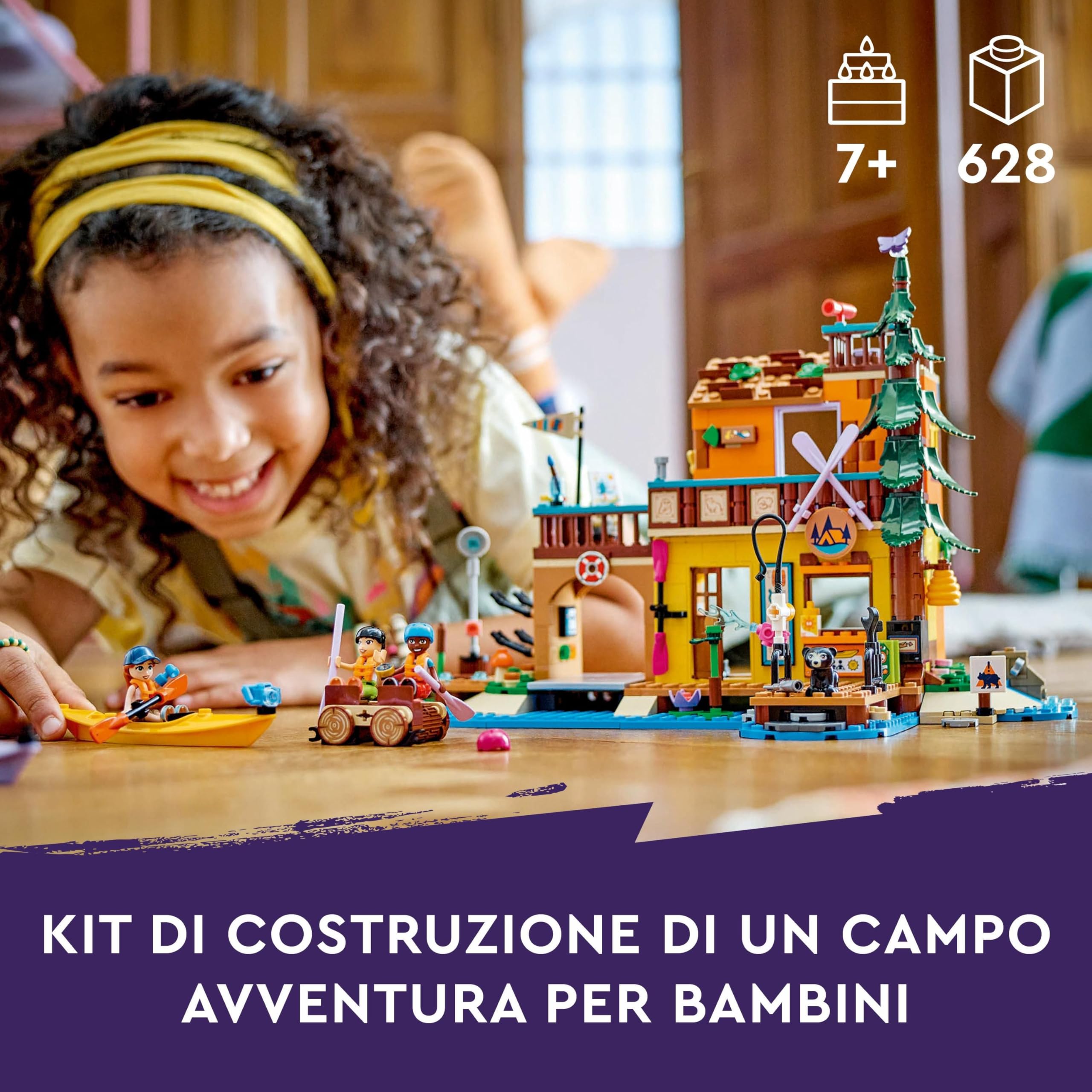 LEGO Friends Campo Avventura - Sport Acquatici, Giochi di Ruolo Educativi per Bambine e Bambini da 7 Anni con Molo e Campeggio Giocattolo da Costruire, Accessori e 3 Personaggi, Idea Regalo 42626