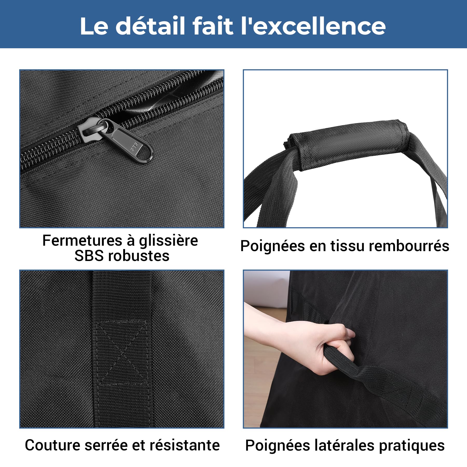 INFANZIA 334L Bolsa de deporte de gran capacidad para hombre y mujer, muy grande bolsa de viaje resistente al agua plegable con cierre de brillo mejorado, sólido y duradero, negro, Negro , 334L,
