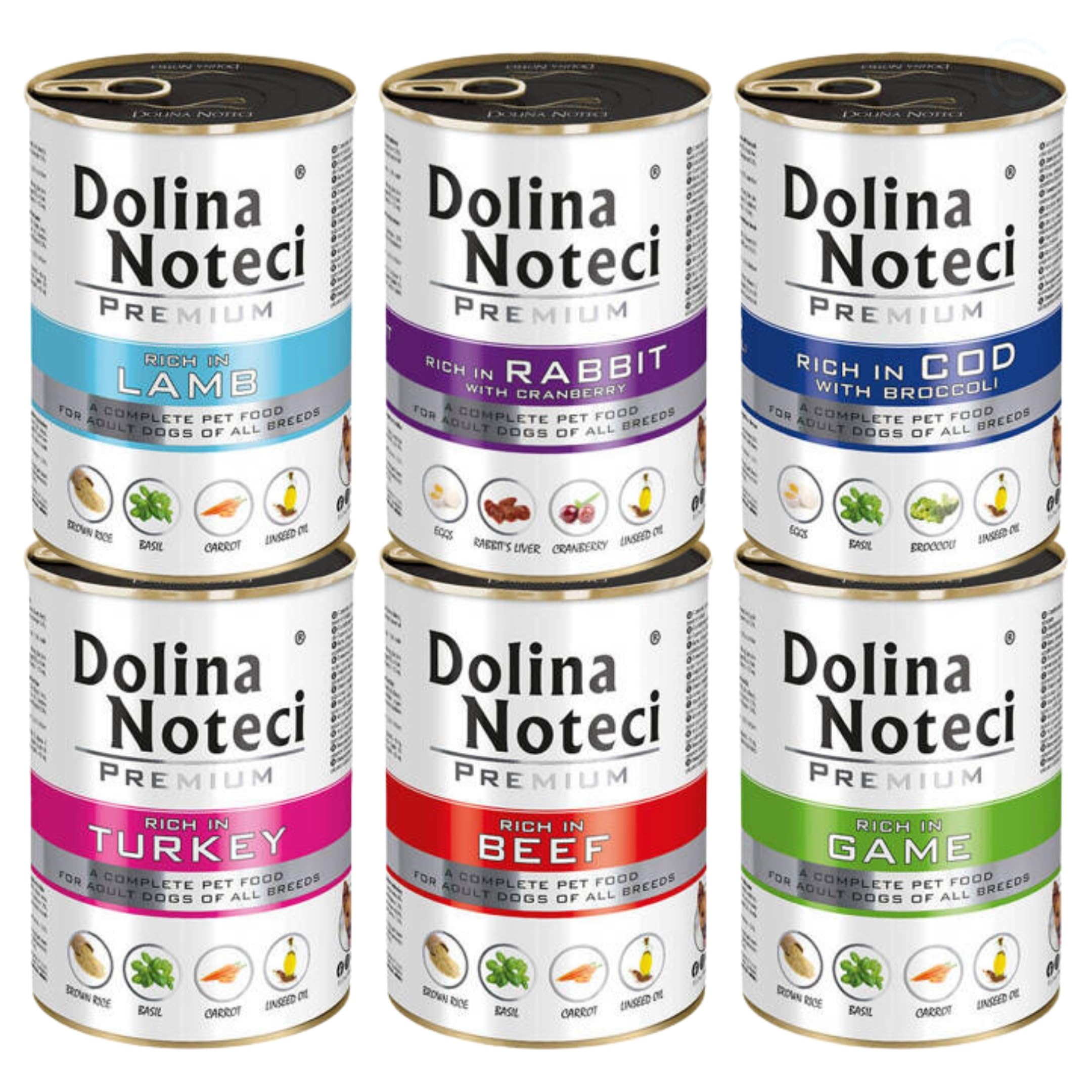 Dolina Noteci Premium Adult Wet Dog Food Mixed Variety Pack, Complete Dog Food, Gluten-Free (6x400g)