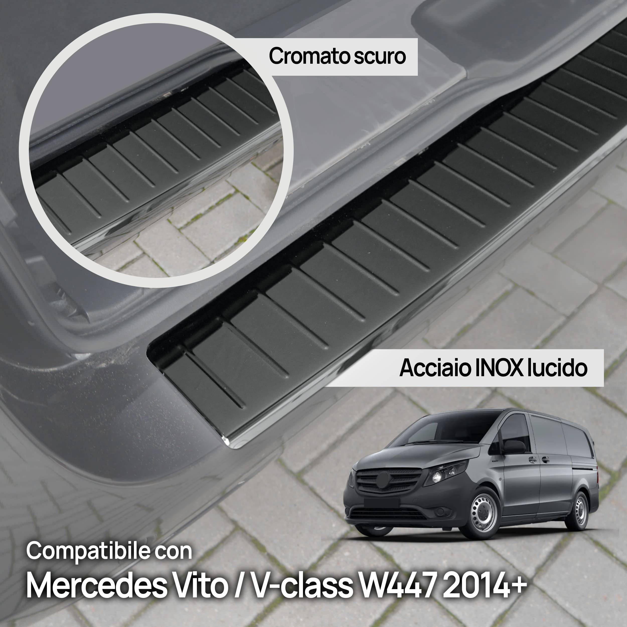 Chromemaster Protezione paraurti Posteriore Acciaio INOX lucido Compatibile Mercedes Vito Classe V W447 2014
