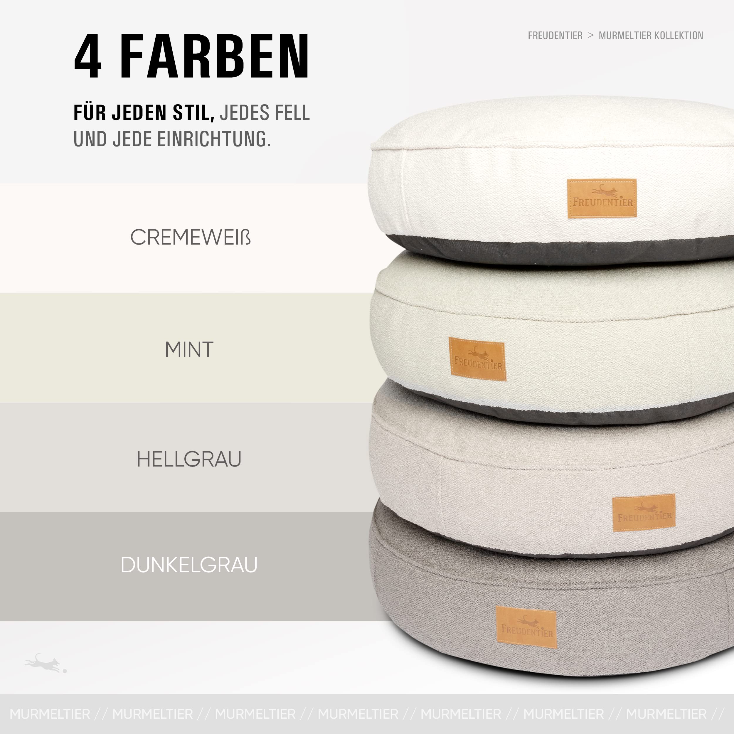 FREUDENTIER Orthopädisches Hundekissen XL - Waschbar - 100cm, rund | Hundekorb XL aus kuschelweichem Bouclé Stoff für große Hunde - Hundesofa mit abnehmbarem Bezug - Made in EU - Liegekissen