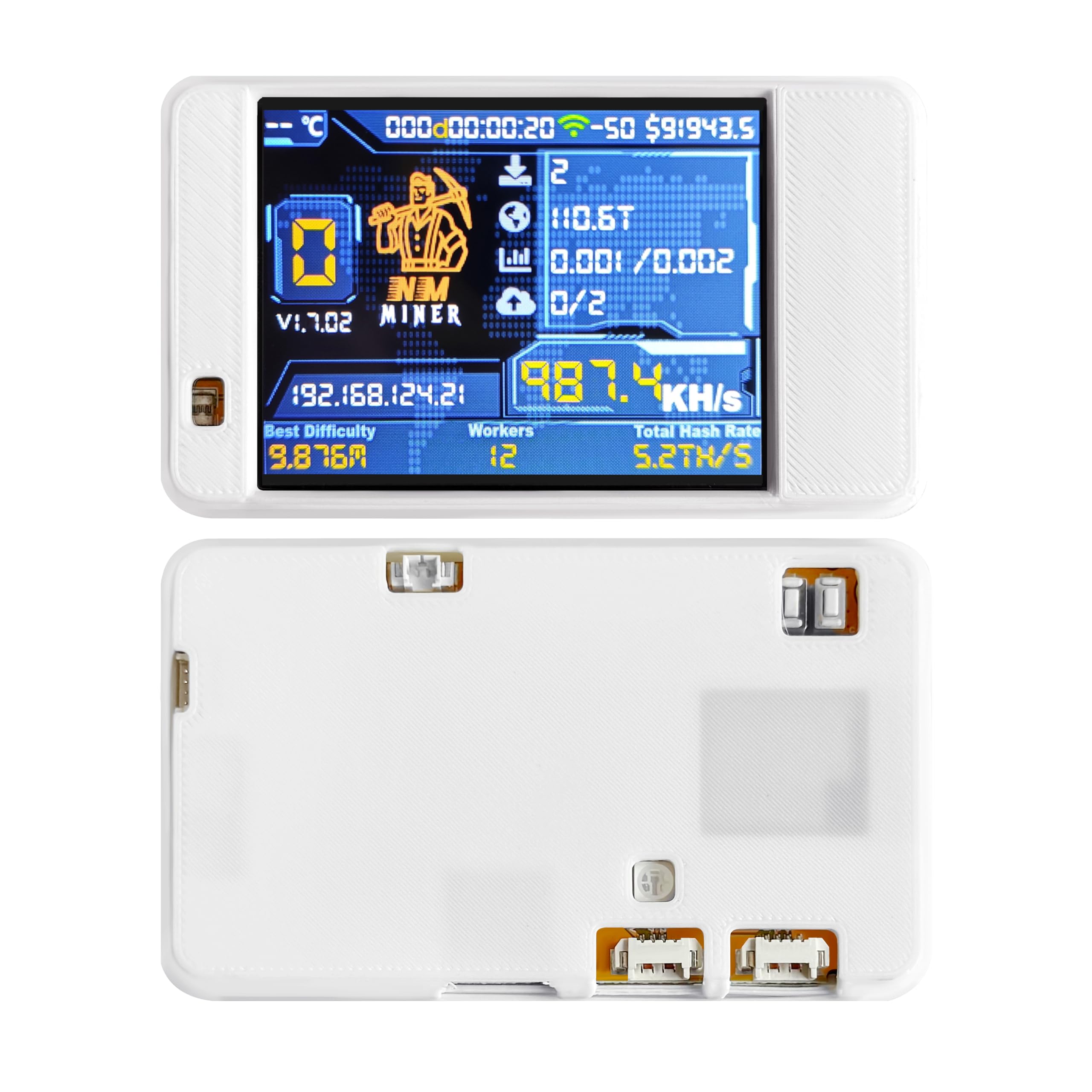 Heltec Bitcoin Miner NerdMiner V2 NMMiner ESP-WROOM-32 ESP32 Development Board 2.8 inch Smart Display Lucky Miner Hashrate Module 414KH/s Crypto Solo Lottery Miner (White Shell Version)