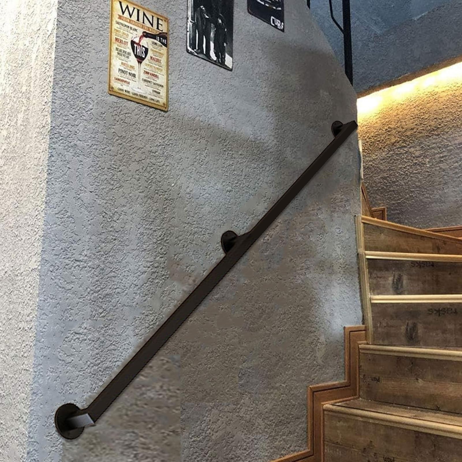 Rampe d'escalier en fer forgé industriel de 1 m à 4,2 m pour balustrade murale