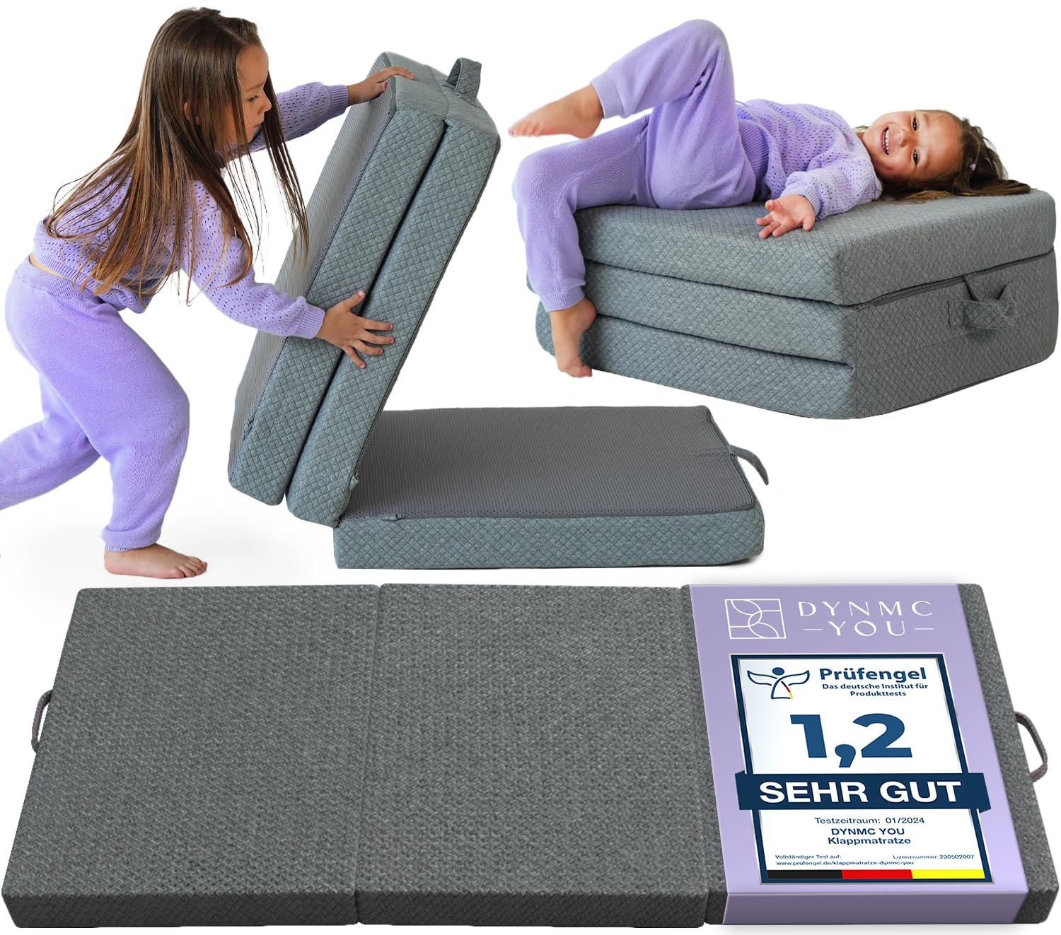 Materasso Ospite Pieghevole Per Bambini - Materasso Pieghevole 190 x 65 x 9 cm - Materasso Da Viaggio Per Bambini - Copertura Rimovibile - Oeko TEX