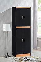 Vista 23 de Hodedah Despensa de cocina de 4 puertas con cuatro estantes, color blanco