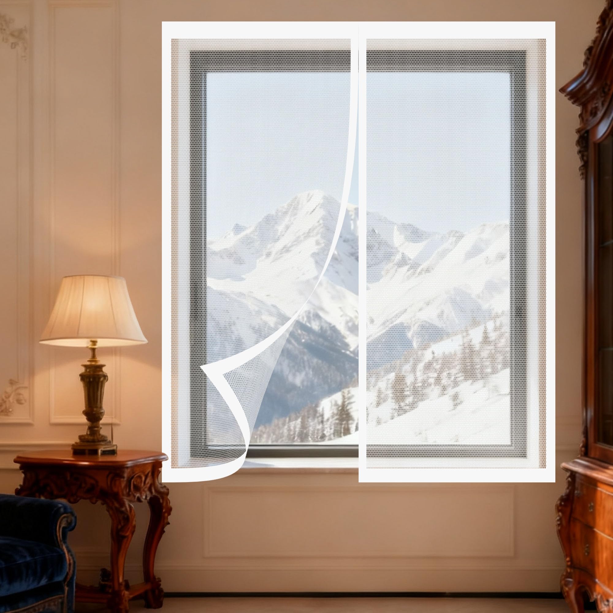 Adjustable Magnetic Fly Screen Window 175 x 60 cm Keep Fly Mosquito Out Screen Window Adjustable DIY with Installation Accessories for Windows Doors and Patio Screens, White