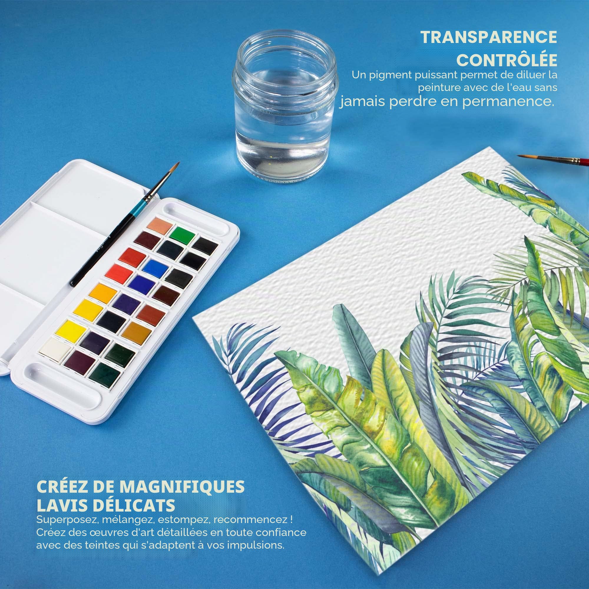 Daler Rowney Aquafine Set de Voyage Peinture Aquarelle 24 Demi-Godets 1 Pinceau