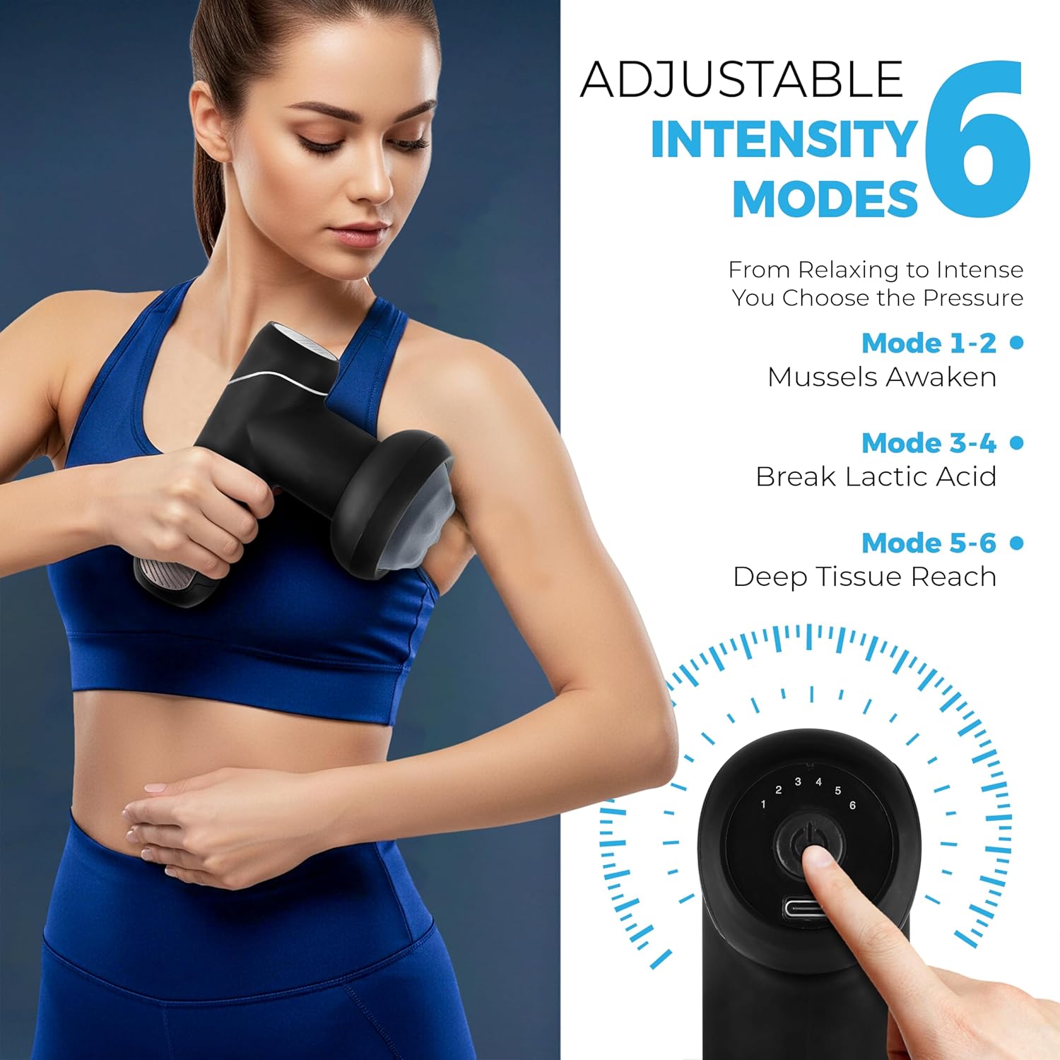 Guesto Deep Tissue Tissue Massage Gun for neck, back, legs, legs and shoulders | Handheld muscle pain relief and acupressure massage for athletes. 5 changed head, 6 speed, 2000mAh battery Guesto Deep Tissue Tissue Massage Gun for neck, back, legs, legs and shoulders | Handheld muscle pain relief and acupressure massage for athletes. 5 changed head, 6 speed, 2000mAh battery