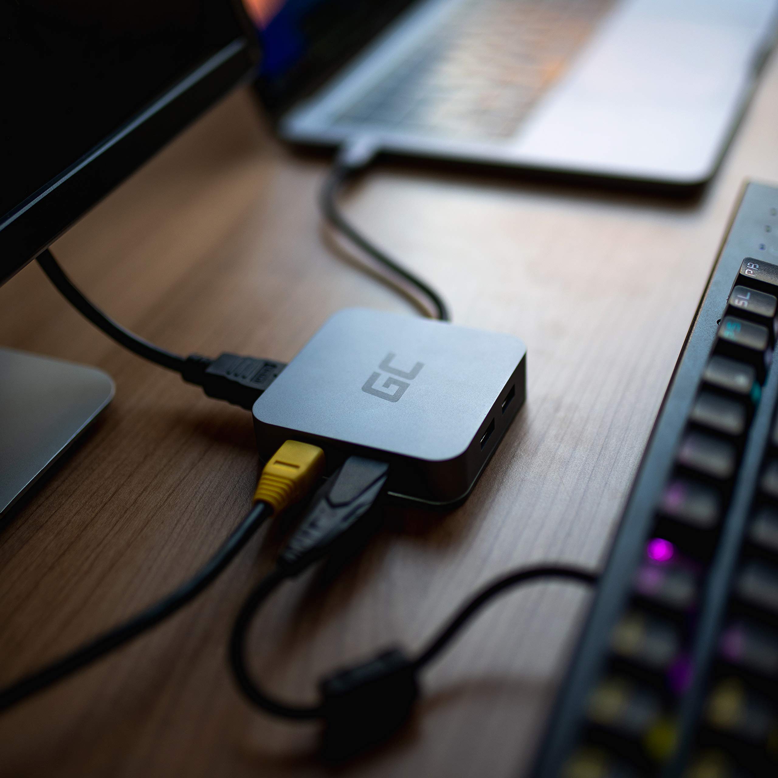 Green Cell® USB-C HUB Adattatore 6 in 1 (3X USB 3.0, HDMI 4K, Ethernet, USB-C) con Power Delivery 87W per MacBook PRO 13/15, dell XPS 13/15 e Compatibile con Dex Samsung S10 / S10+ / S10e / S9+ / S9