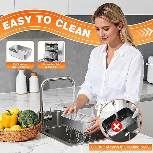 Miniatura 7 de Fiambrera eléctrica para adultos, 2.8L doble capa 100 W, calentador de alimentos calentado rápido, calentador de alimentos para uso en casa,