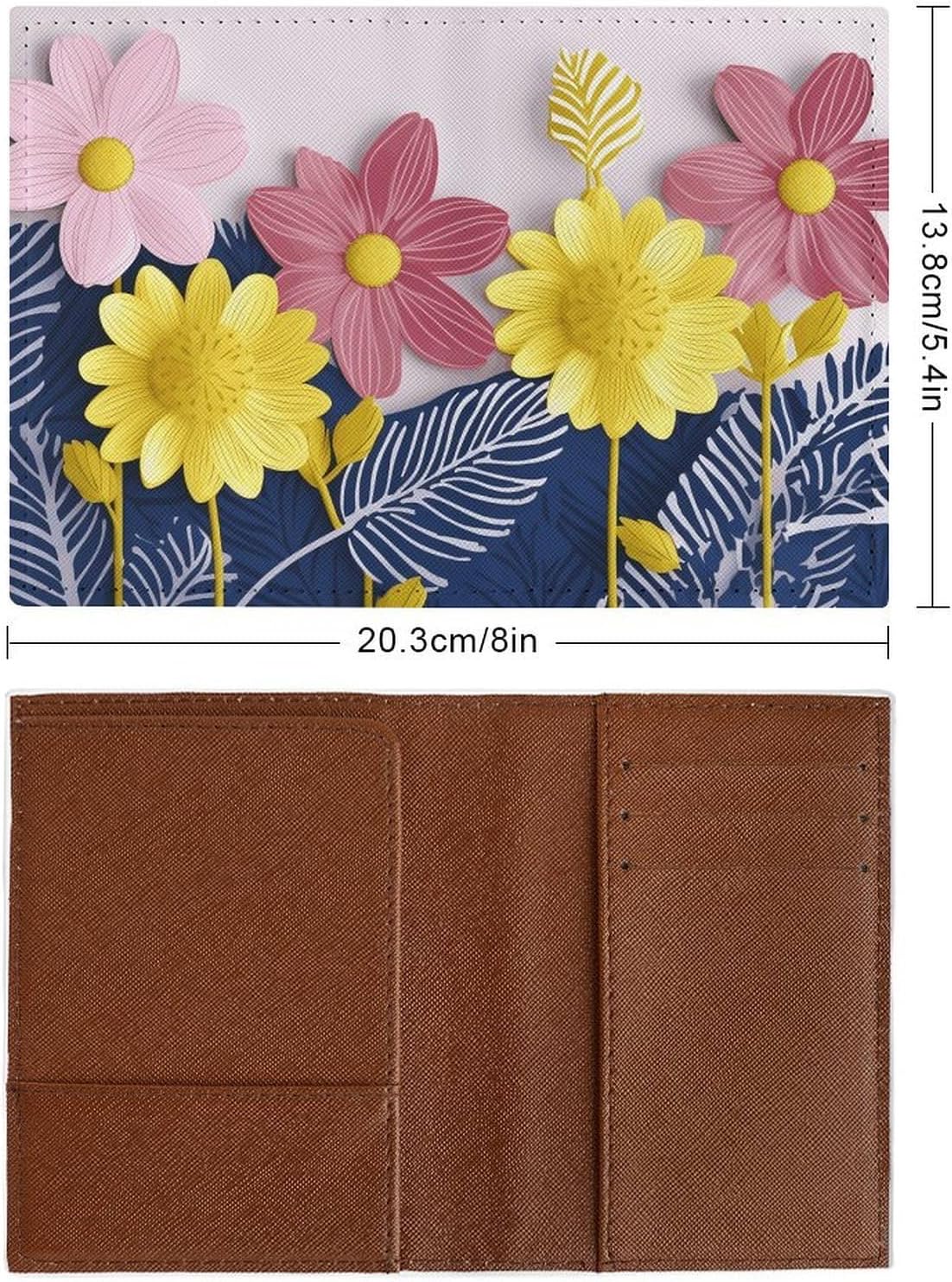Cute Decorative Flowers Passport Holder Passport Wallet PU Leather Passports Protective Cover Slim Travel Accessories image 2