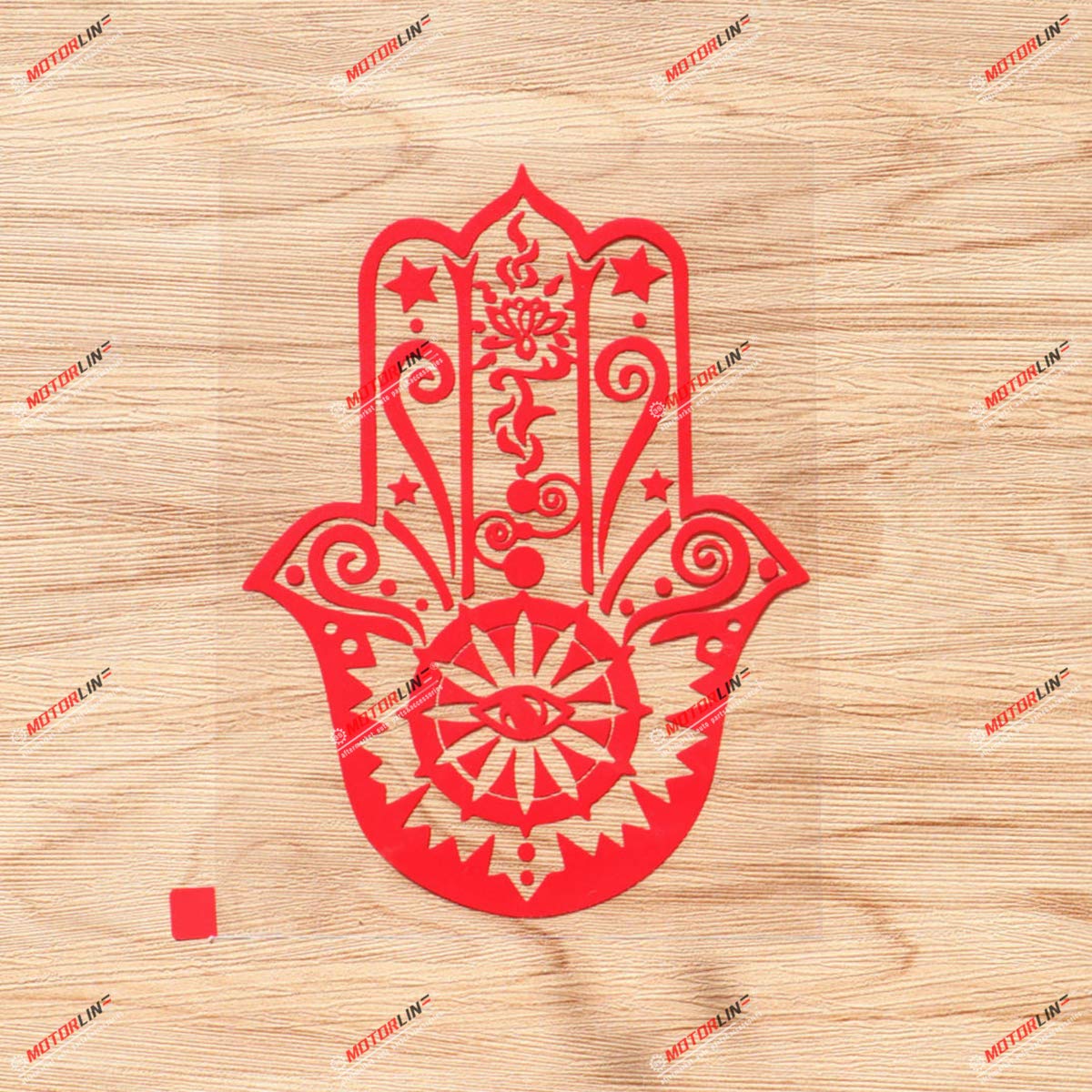 3S MOTORLINE Hamsa Hand Khamsa Decal Sticker Vinyl Fatima Arab - Red 6 Inches - for Car Boat Laptop Die-Cut No Background