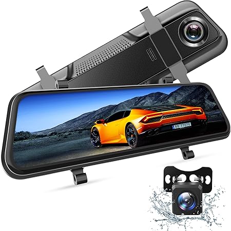 VanTop H609 Dual 1080P Mirror Dash Cam with 10" IPS Full Touch Screen w/Waterproof Backup Rear View Camera, Night Vision, Parking Monitor, Loop Recording