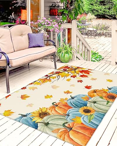 Miniatura 3 de Thanksgiving Fall Outdoor Rugs for 5'x8' Patios Clearance, RV Camping Mat Rug Portable Outside Rug Indoor Outdoor Area Rug Mat for Beach Deck Pool
