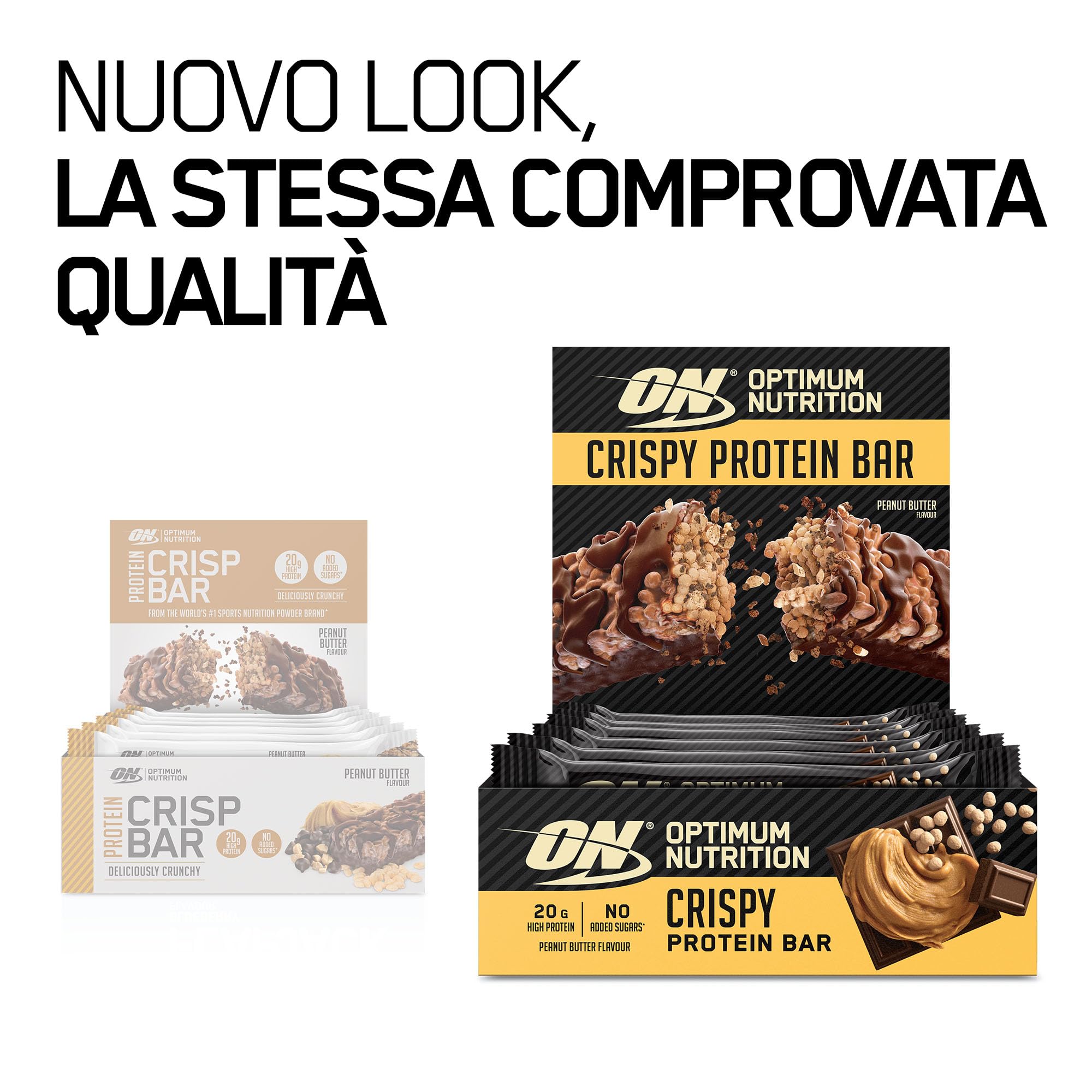 Optimum Nutrition Crispy Protein Bar Barretta Cioccolato al Burro di Arachidi Snack ad Alto Contenuto di Proteine 20 Barrette da 65g
