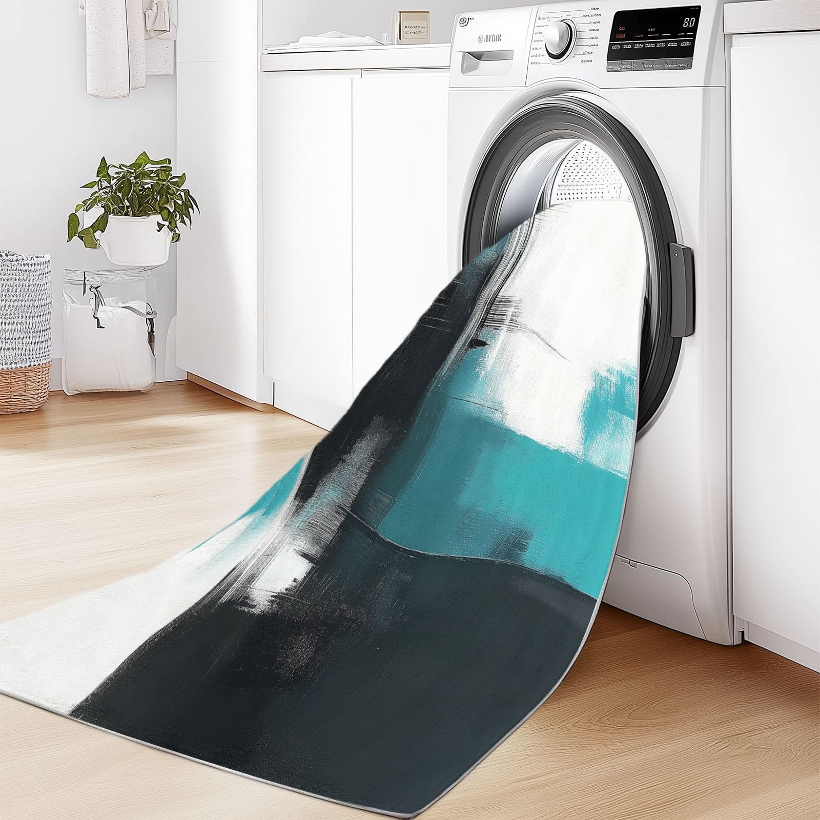 Dywan do salonu sypialnia jadalnia biuro abstrakcyjne geometryczne kolorowe klocki dywan sypialnia można prać w pralce 80 x 150 cm antypoślizgowy dywan krótkie włosie miękki lekki wytrzymały biały