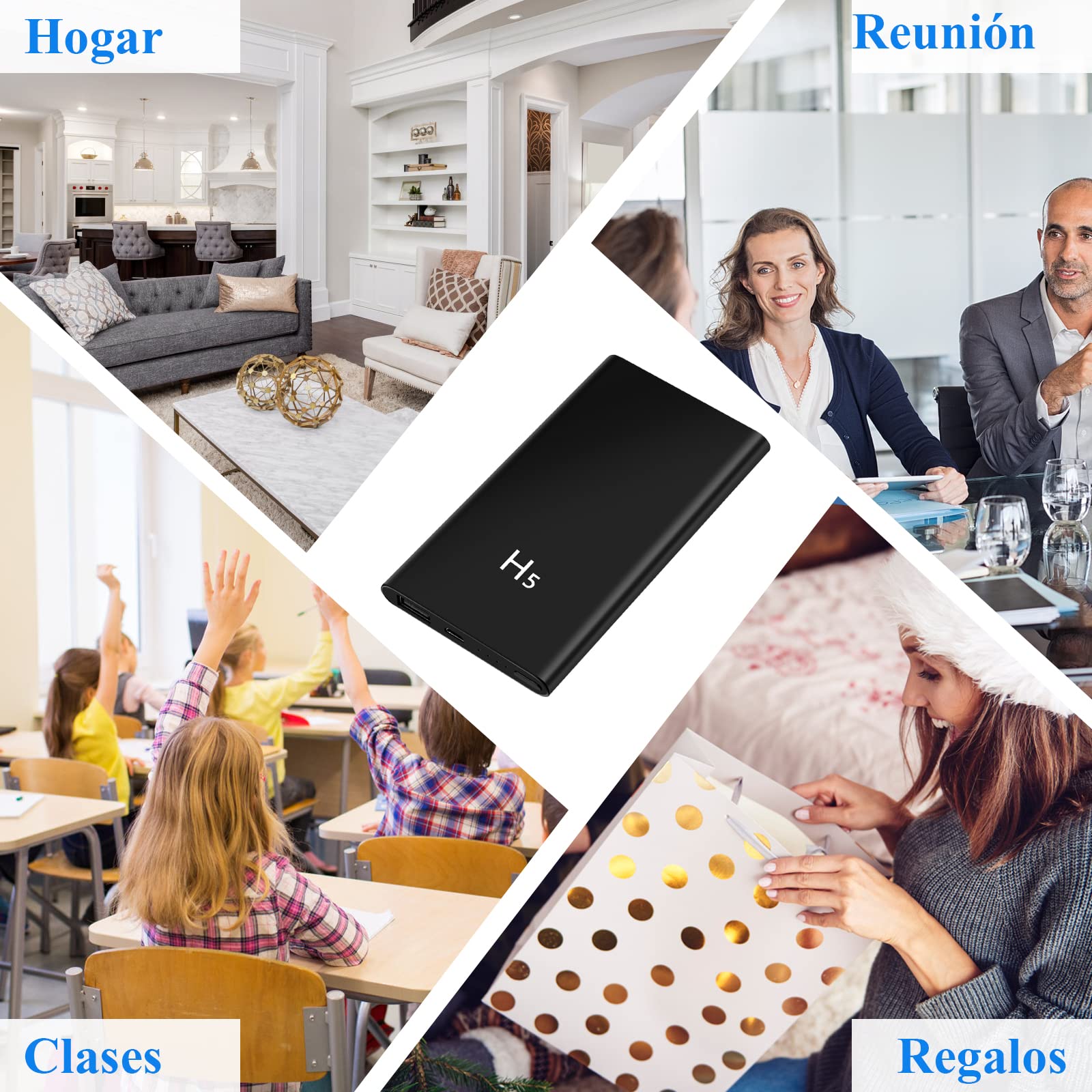 LXMIMI Nueva Mini Cámara de Seguridad Espía Oculta 2 en 1 con Banco de Energía de 5000 mAh, HD 1080P, para Niñera en el Hogar, con Visión Nocturna y Detección de Movimiento