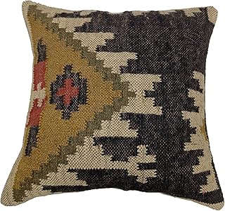 Trade Star 70% Jute 30% Wool Pillow Cover Kilim Pillow Case Indian Handw...