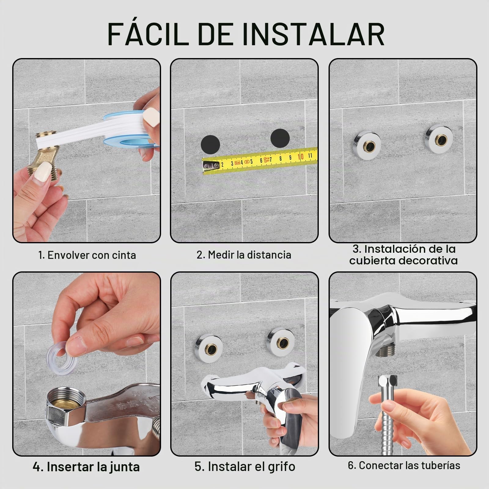 XTDMJ Grifo de ducha, monomando de superficie, grifo monomando para ducha, grifo cromado con G ½ caño, grifo de ducha con núcleo de válvula de cerámica