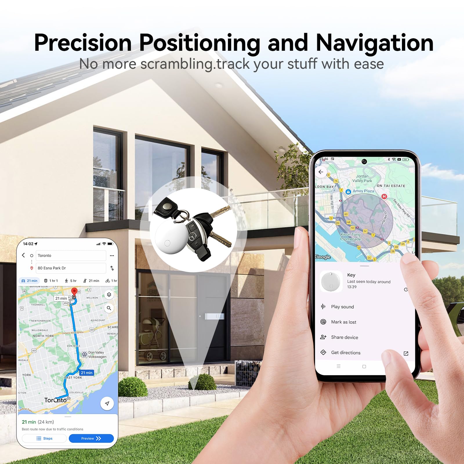 Android Smart Tracker Tag, Localizzatore Bluetooth Compatibile con Andriod, Air Tracker Tag Con Due Protezioni in Silicone Tracker per Chiavi, Bagagli, Borse, Zaini, Impermeabile