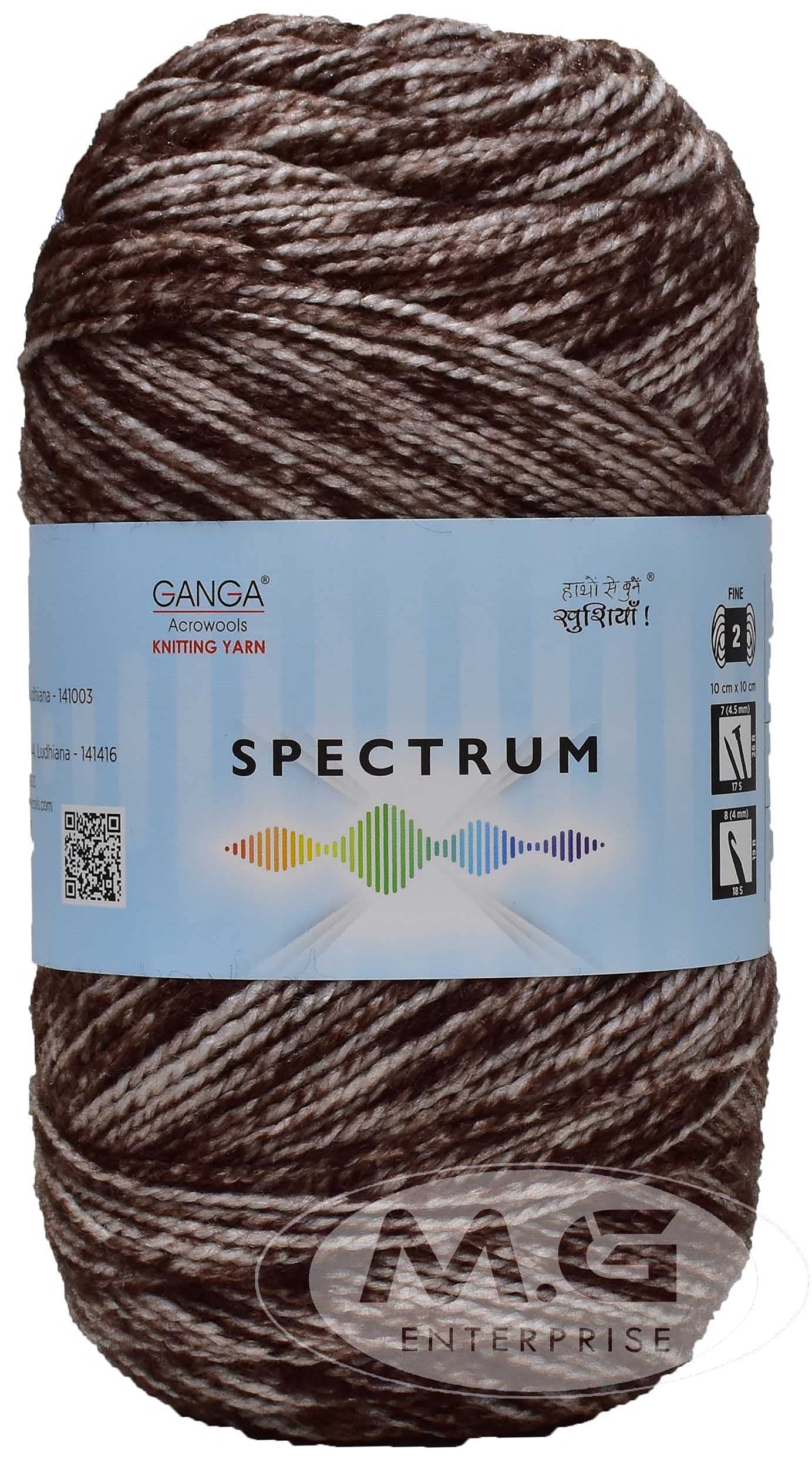 Ganga Spectrum Carbon Brown Mix (500 gm) Wool Ball Hand Knitting Wool/Art Craft Soft Crochet Hook Yarn, Needle Knitting Yarn Thread Dyed. with Needl ZA