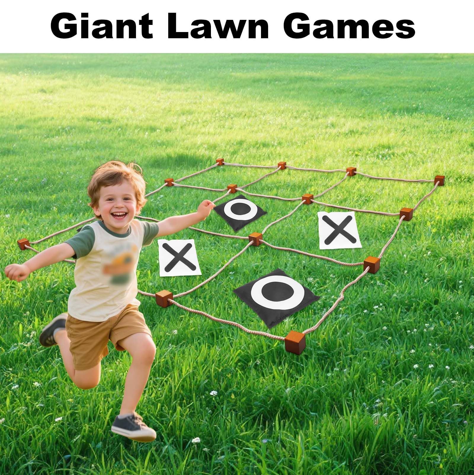 Jeu de Morpion Géant d'Extérieur 90x90cm Lancer Sacs Haricots pour Enfants Adultes