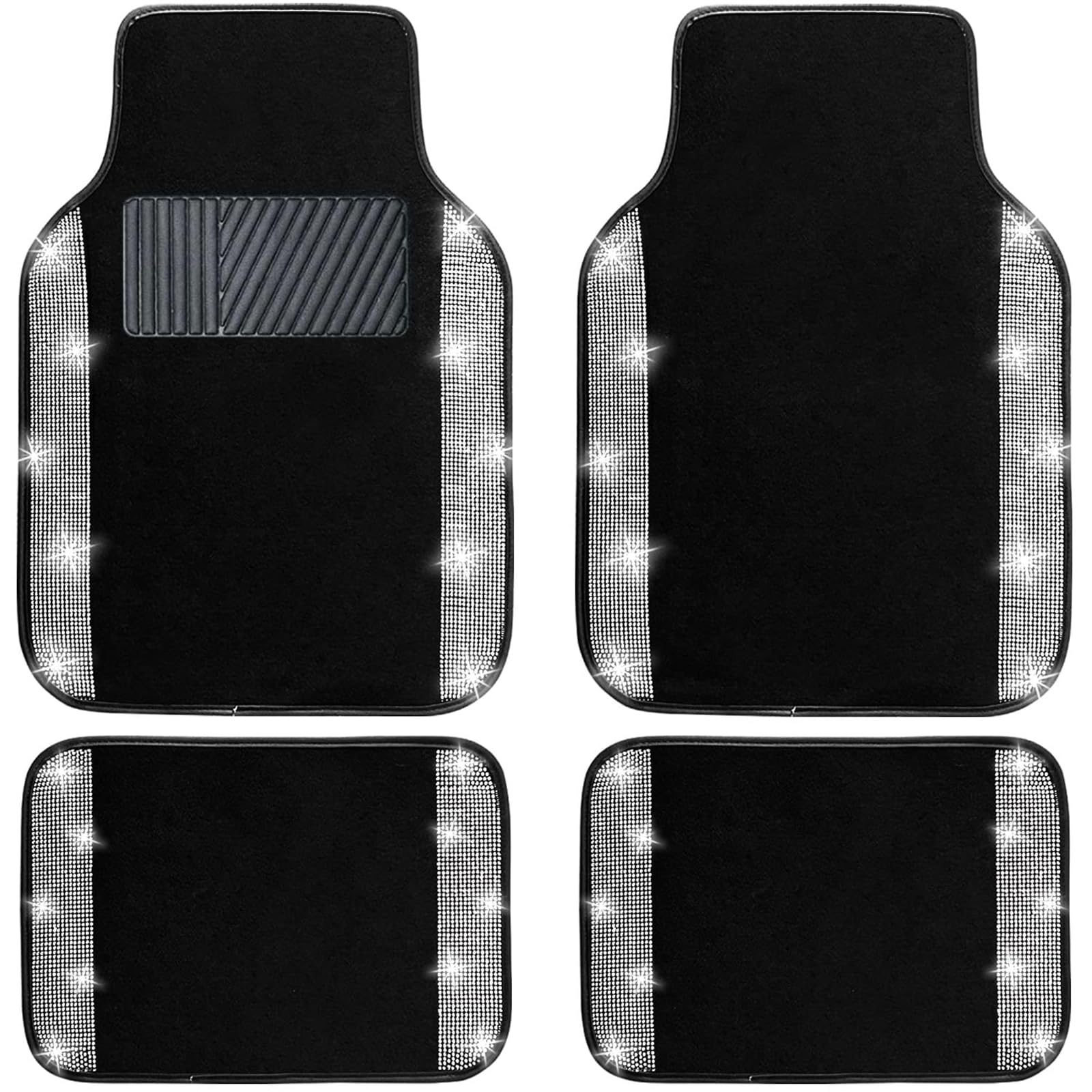 HFFTYU Car Mats for Mitsubishi Chariot/Grandis/Colt/Colt CZC Sparkle Rhinestone Car Floor Mats Heavy Duty Non Slip Car Carpets Waterproof Interior Decoration Liners Set of 4,C