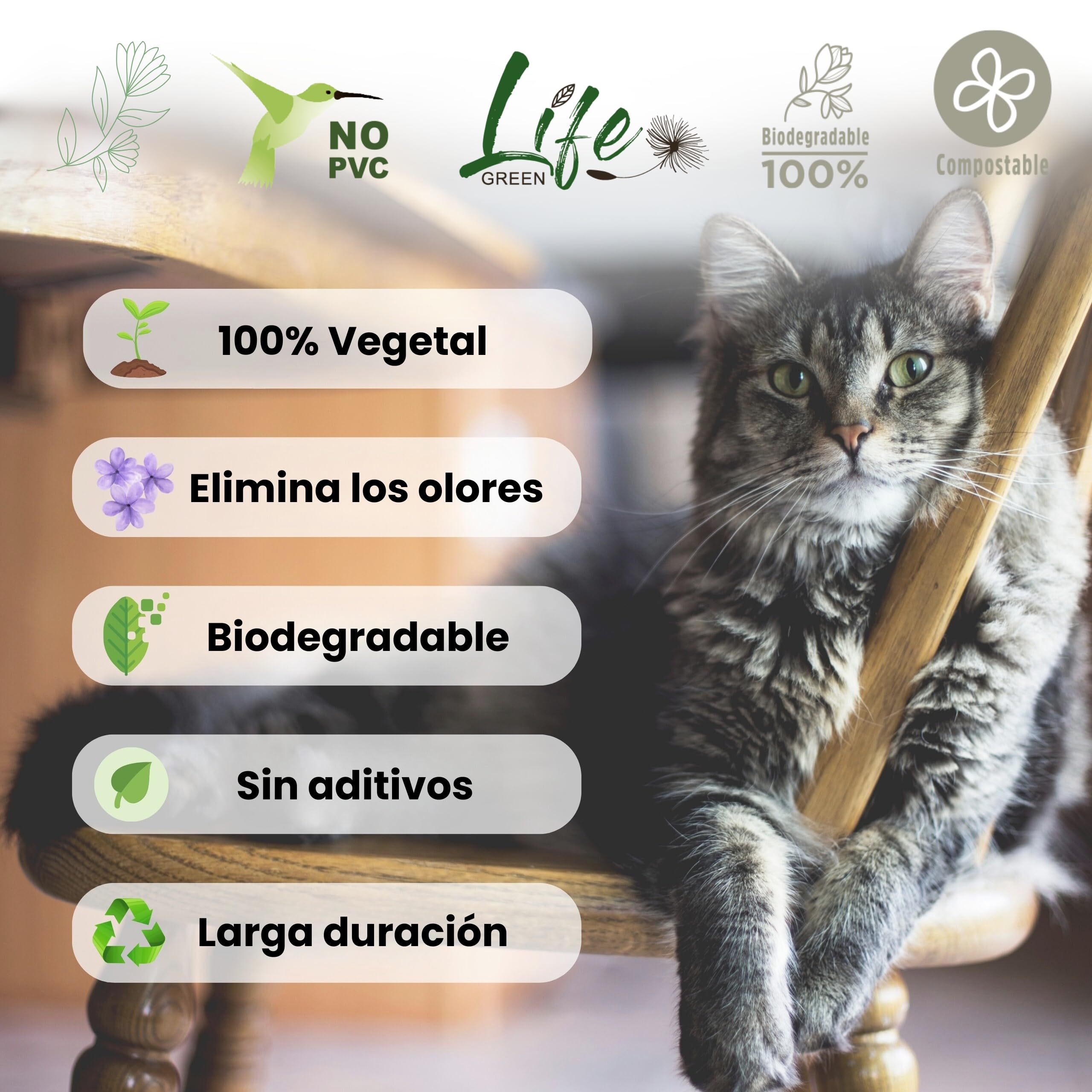 Arena Natural para Gatos, 16 kg, melocotón, con Fibra de Guisante y almidón de maíz, Vegetal, Biodegradable, aglutinante, Elimina olores