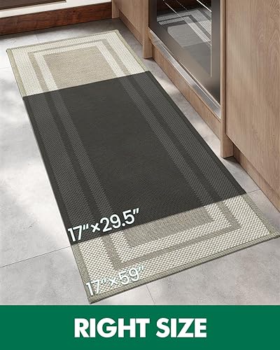 Miniatura 2 de LUMI Juego de 2 tapetes de cocina, antideslizantes, antiarañazos, cómodo juego de tapetes de escritorio de pie, antifatiga, lavables, ecológicos,